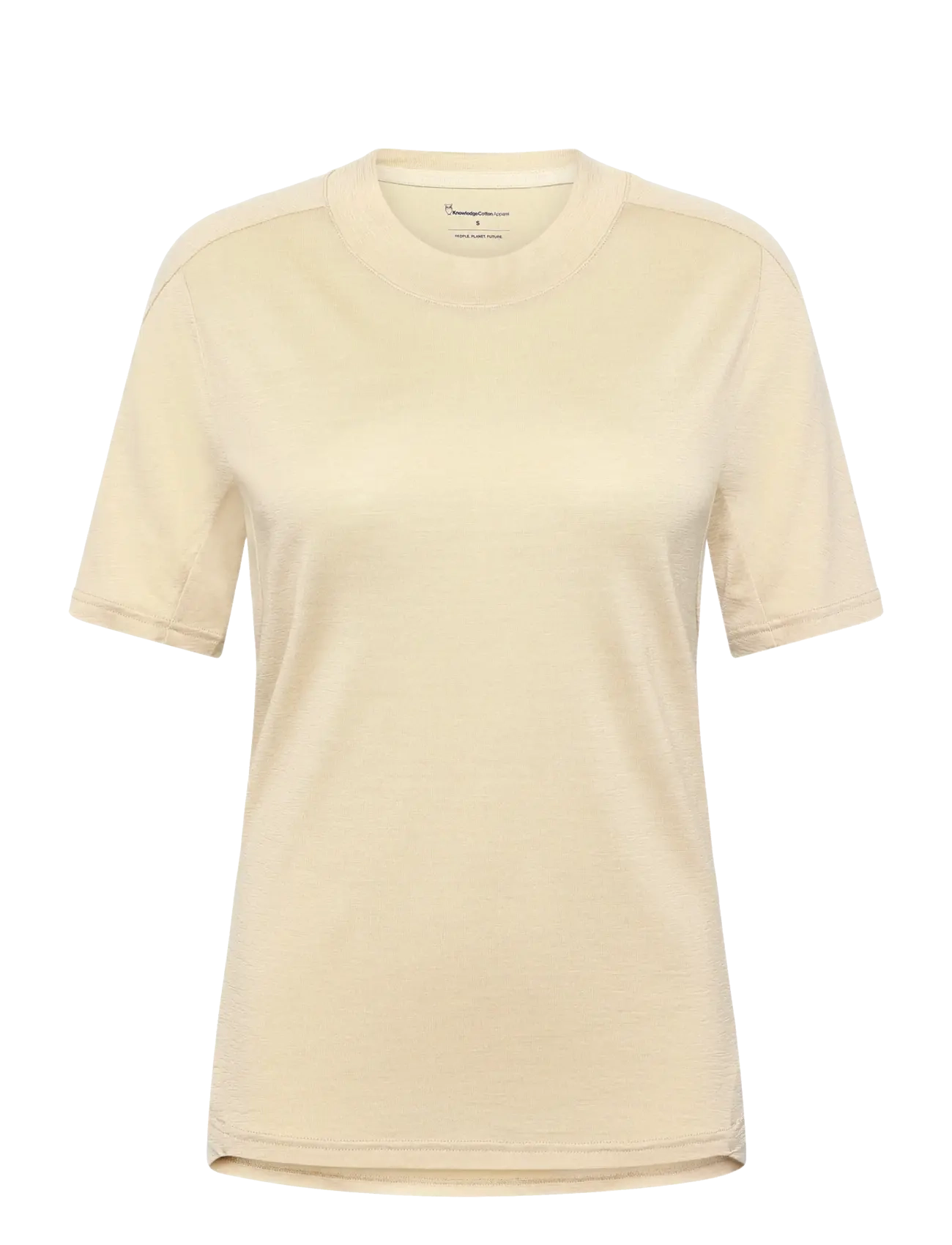 Knowledge Cotton Apparel Dynamic wool t-shirt - T-shirts & Toppe - LIGHT FEATHER GRAY / cream