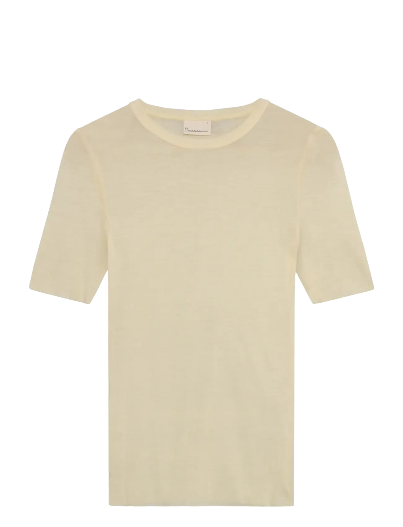 Knowledge Cotton Apparel Merino rib t-shirt - T-Shirts & Tops - EGRET / cream