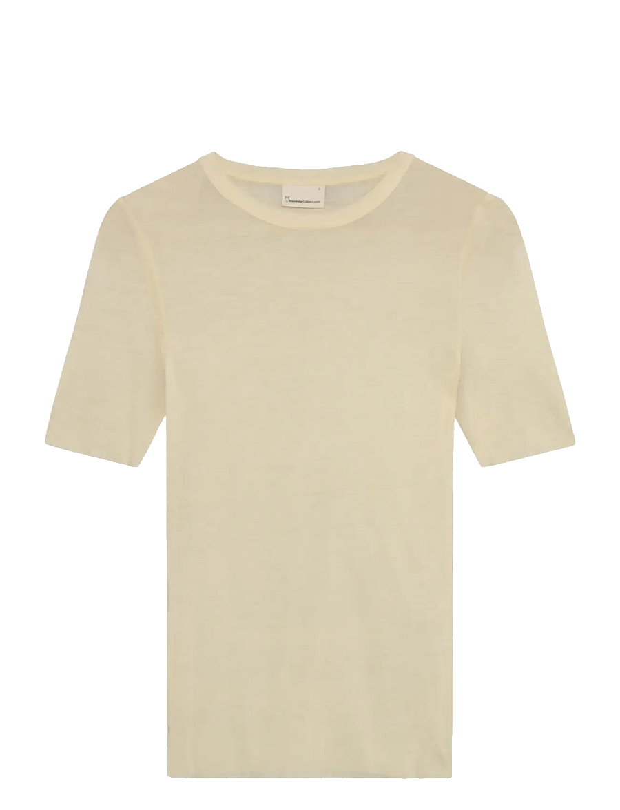 Knowledge Cotton Apparel - Merino rib t-shirt - egret - 0