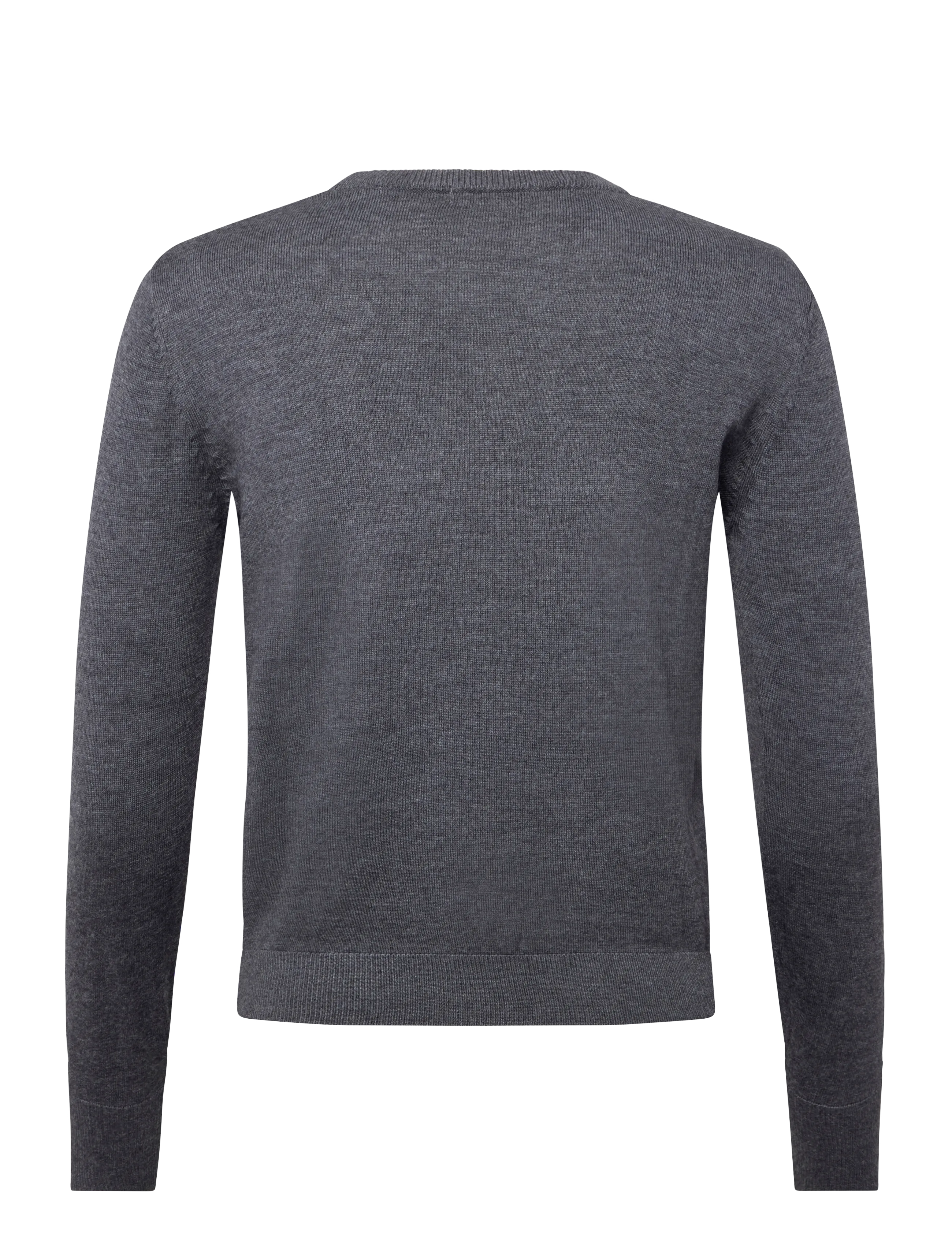 Knowledge Cotton Apparel - Merino crew neck sweater - autumn clothing - dark grey melange - 2