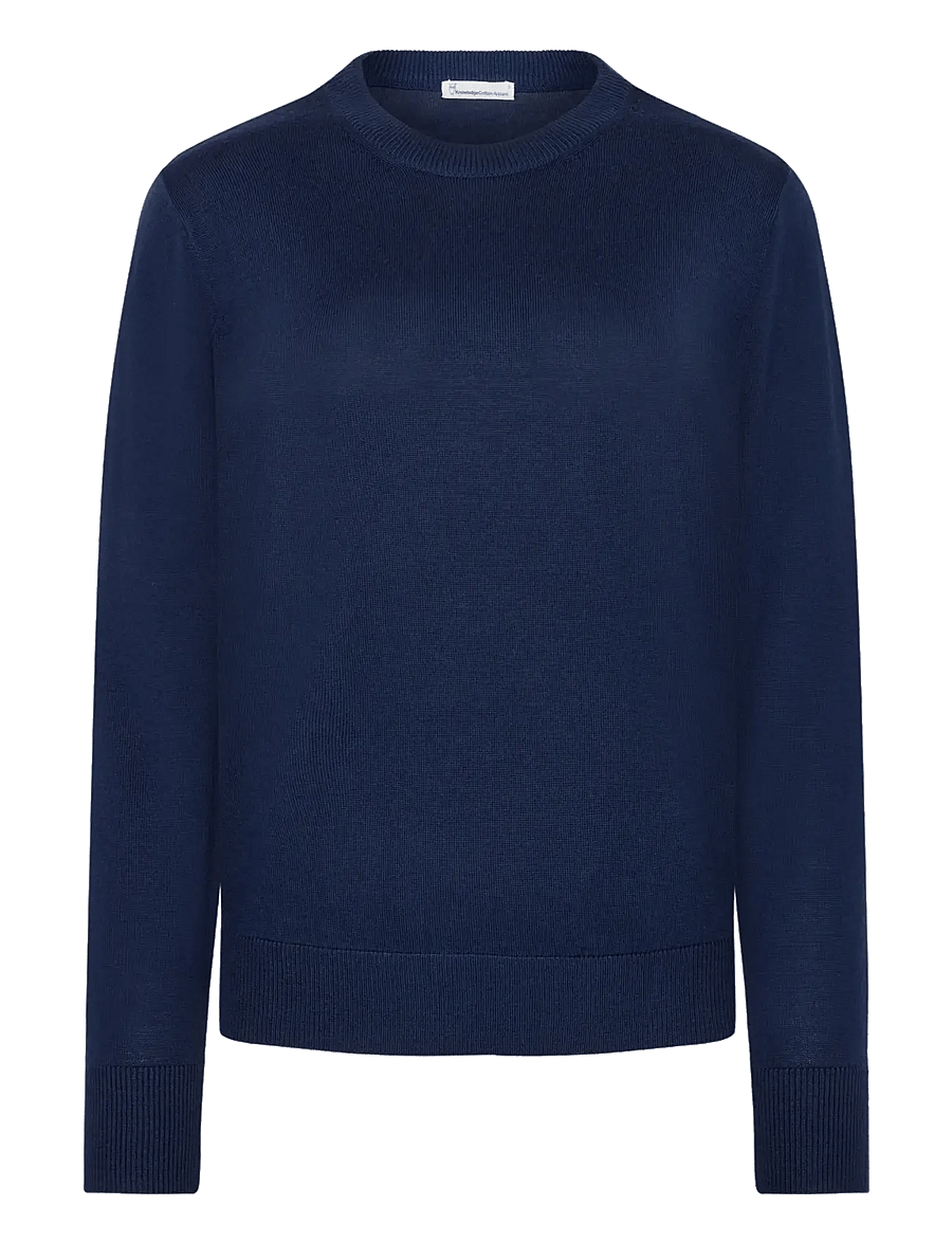 Knowledge Cotton Apparel - Merino crew neck sweater - total eclipse - 1