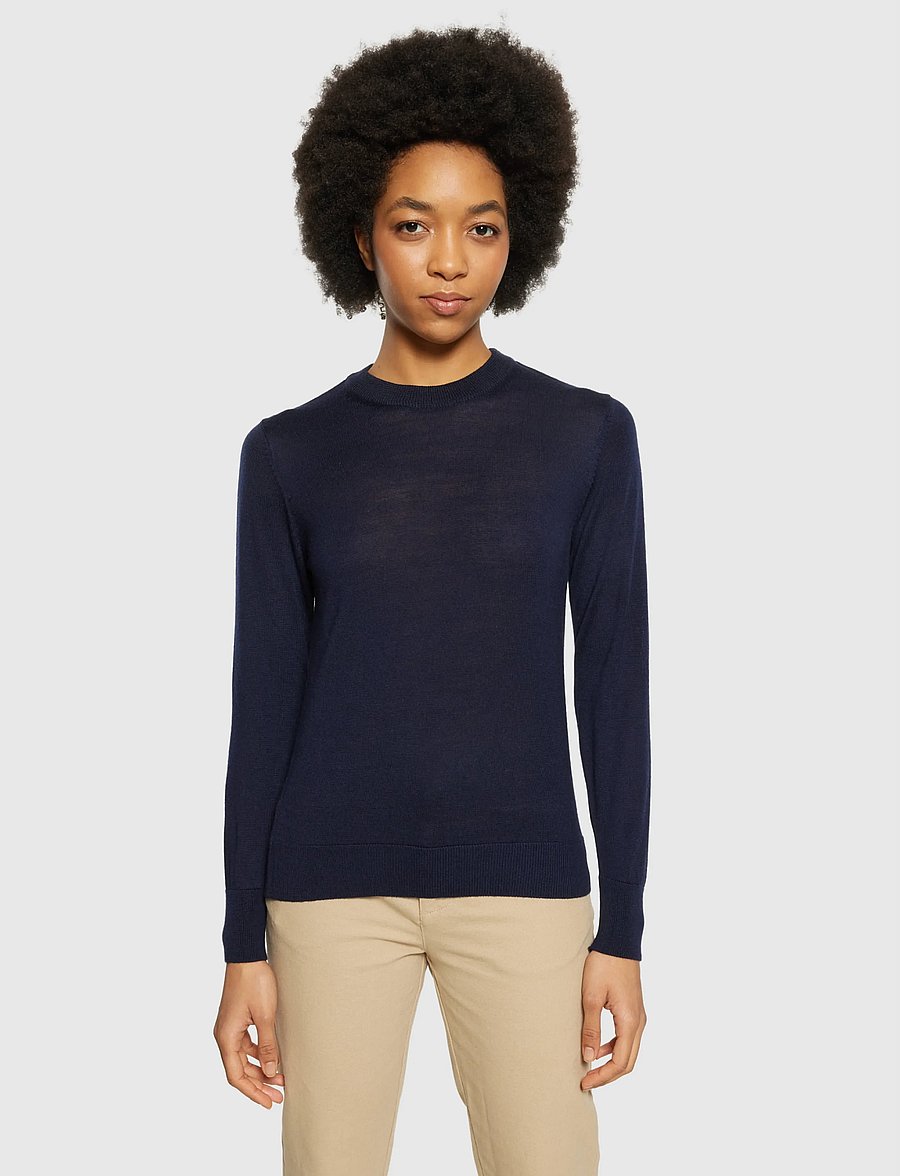 Knowledge Cotton Apparel - Merino crew neck sweater - total eclipse - 0
