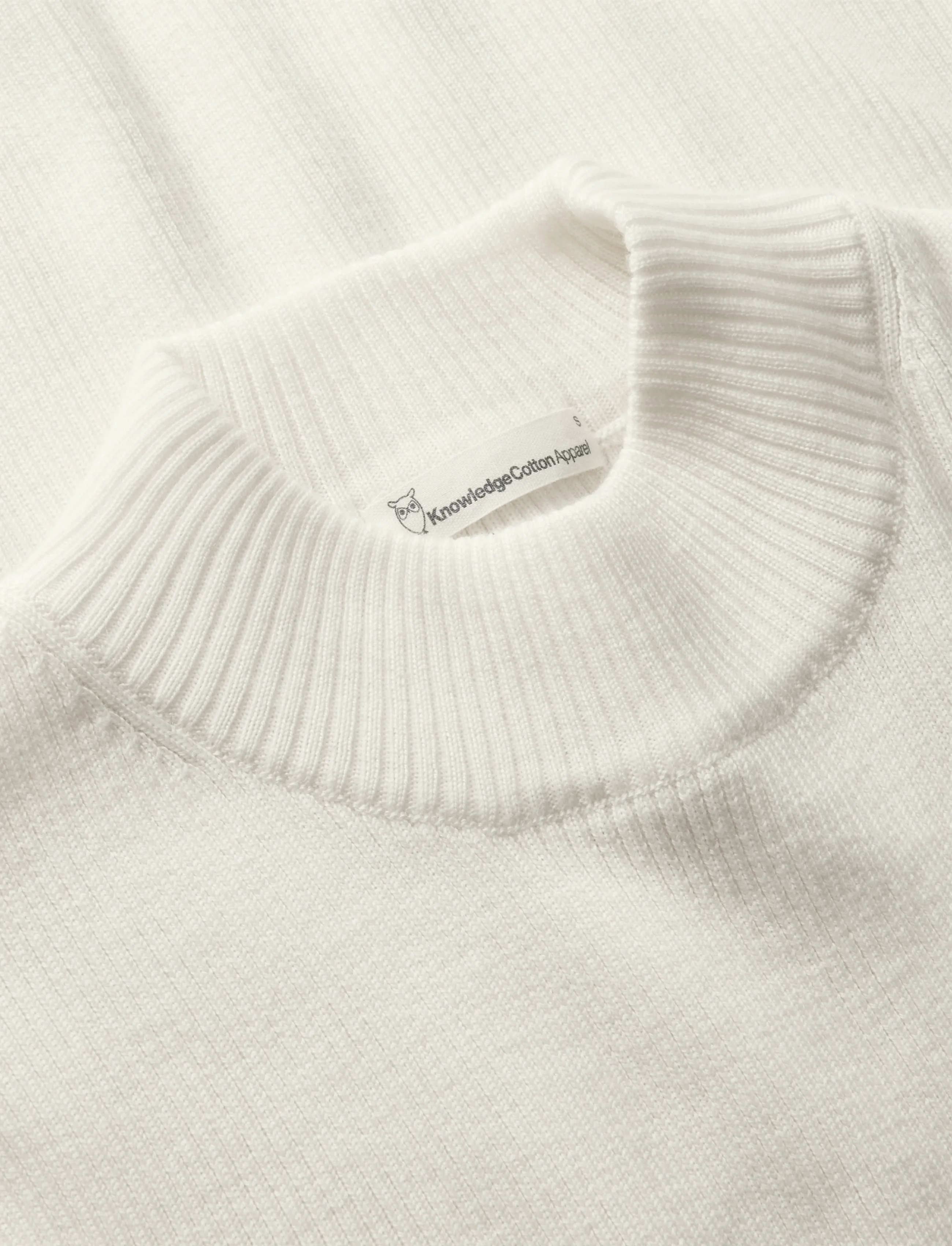Knowledge Cotton Apparel - Merino rib mock neck long sleeve t- - autumn clothing - egret - 2
