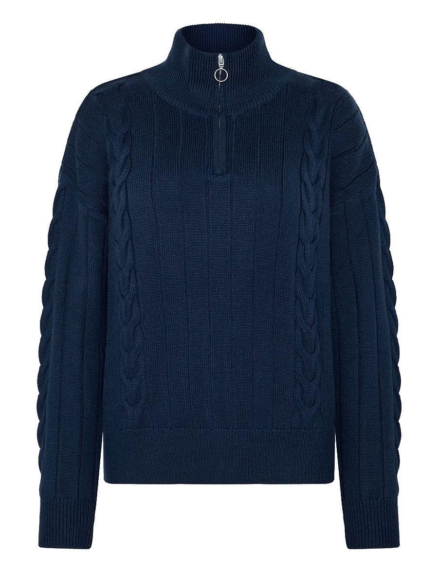 Knowledge Cotton Apparel - Merino Half Zip High Neck RWS - total eclipse - 1