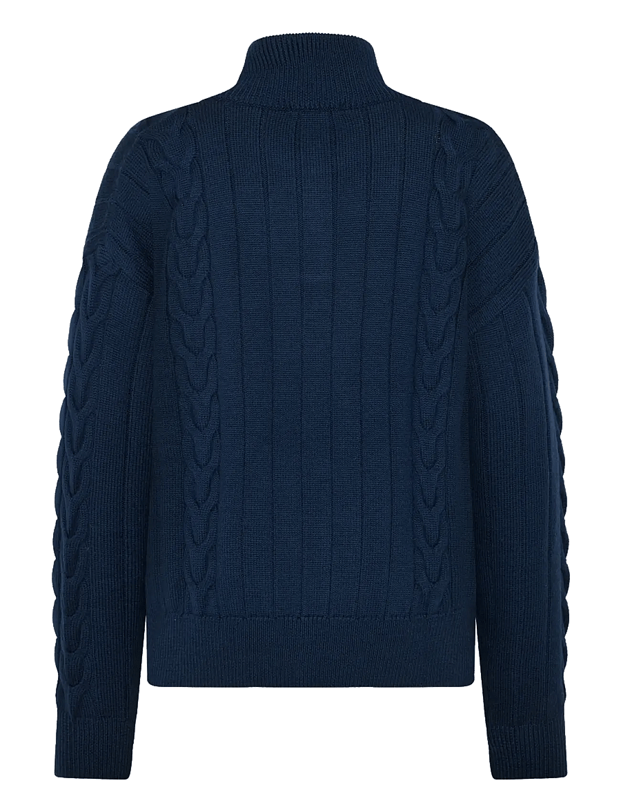Knowledge Cotton Apparel - Merino Half Zip High Neck RWS - total eclipse - 2
