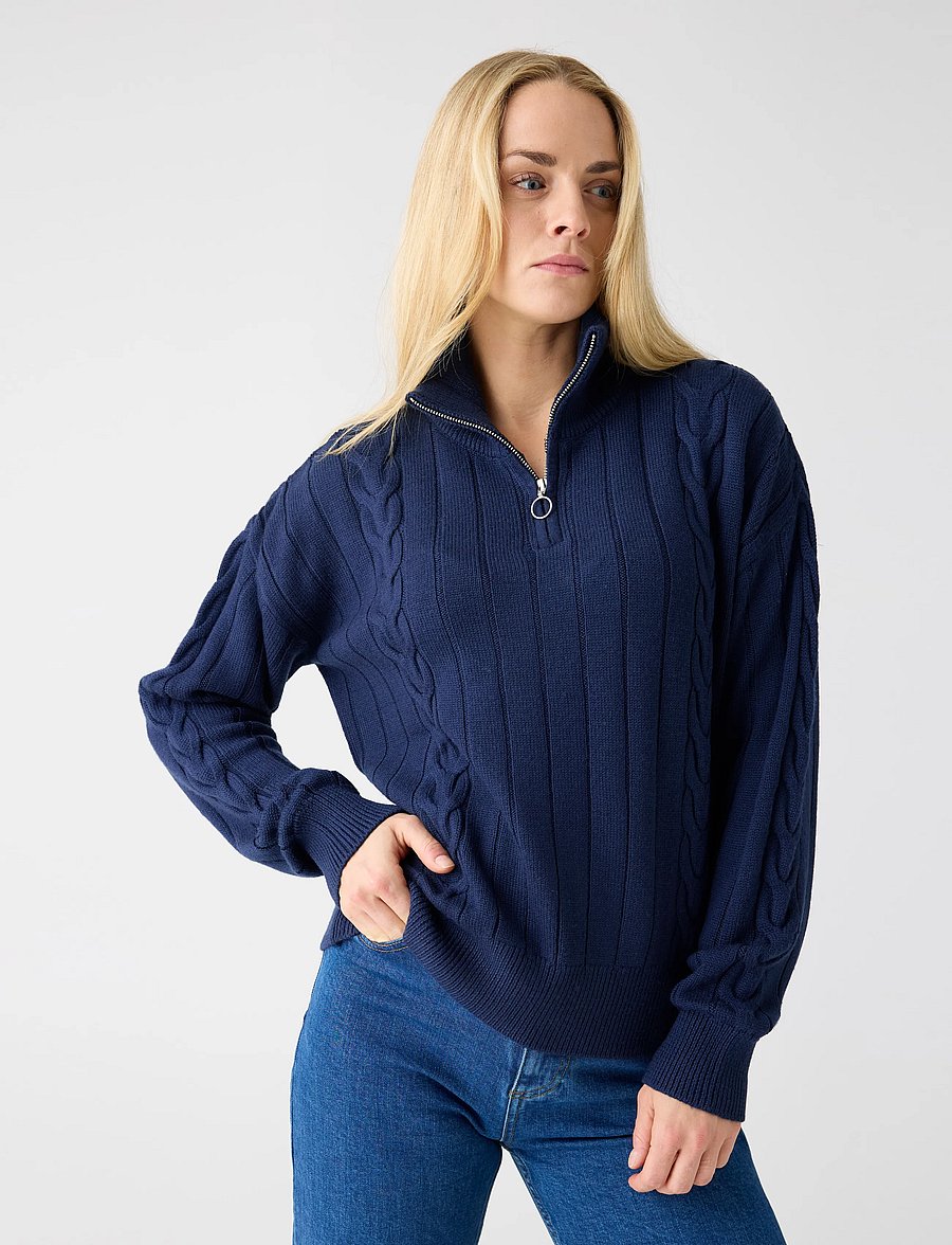 Knowledge Cotton Apparel - Merino Half Zip High Neck RWS - total eclipse - 0