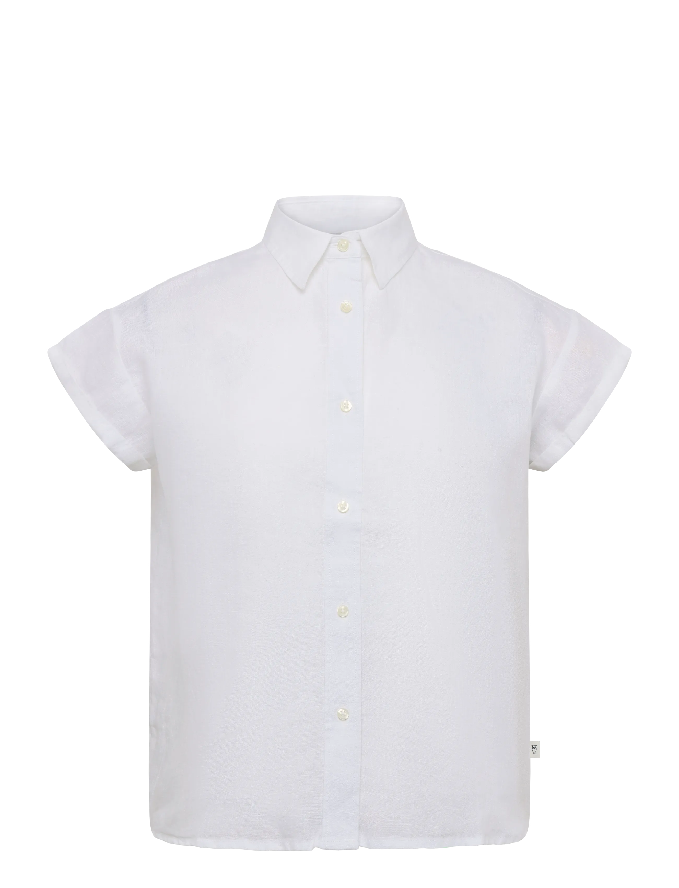 Knowledge Cotton Apparel Aster fold-up linen short sleeve sh - Kurzärmlige Hemden - BRIGHT WHITE / white