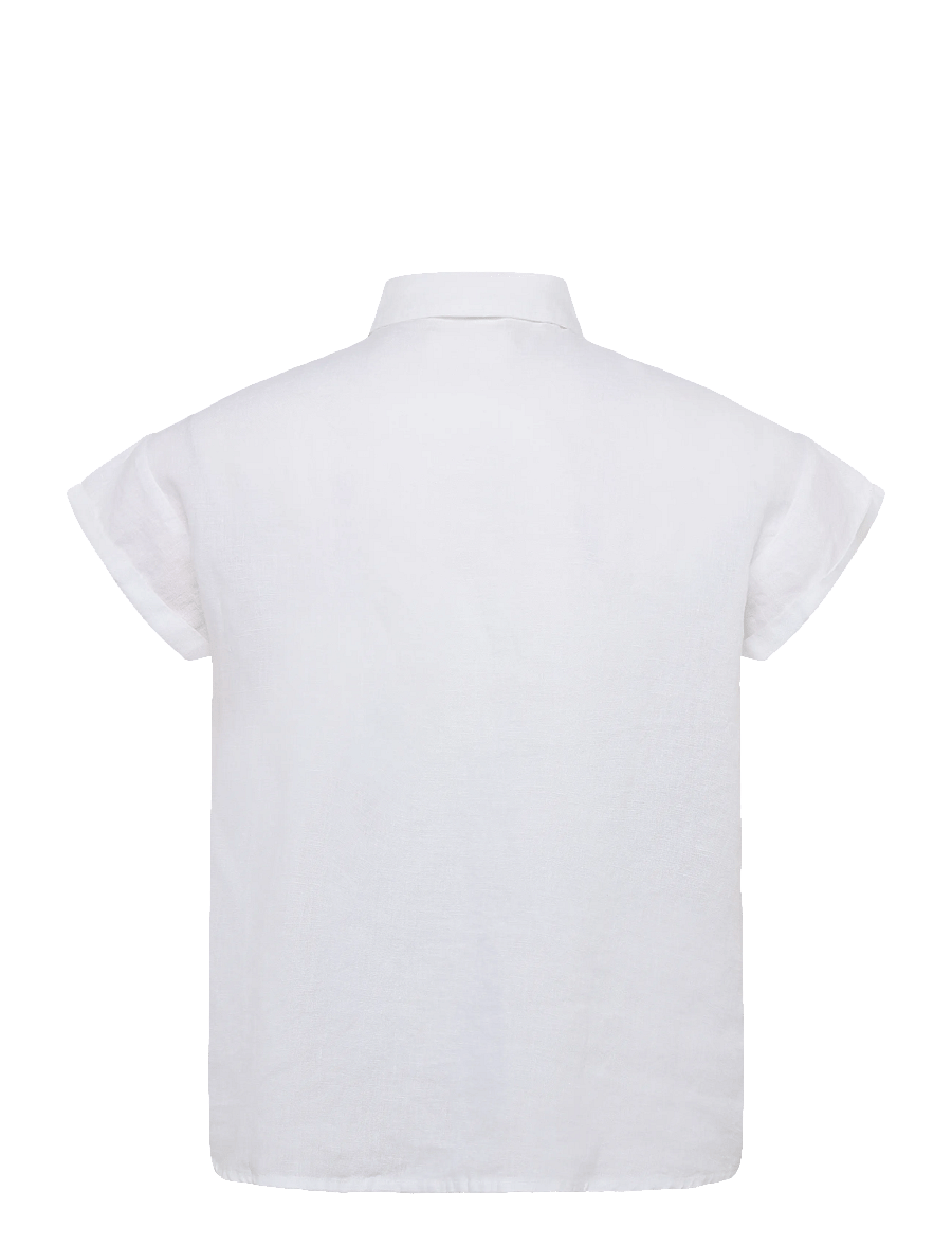 Knowledge Cotton Apparel - Aster fold-up linen short sleeve sh - kurzärmlige hemden - bright white - 1