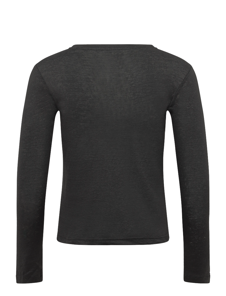 Knowledge Cotton Apparel - Long sleeve linen t-shirt - GOTS/Ve - pikkade varrukatega topid - black jet - 2