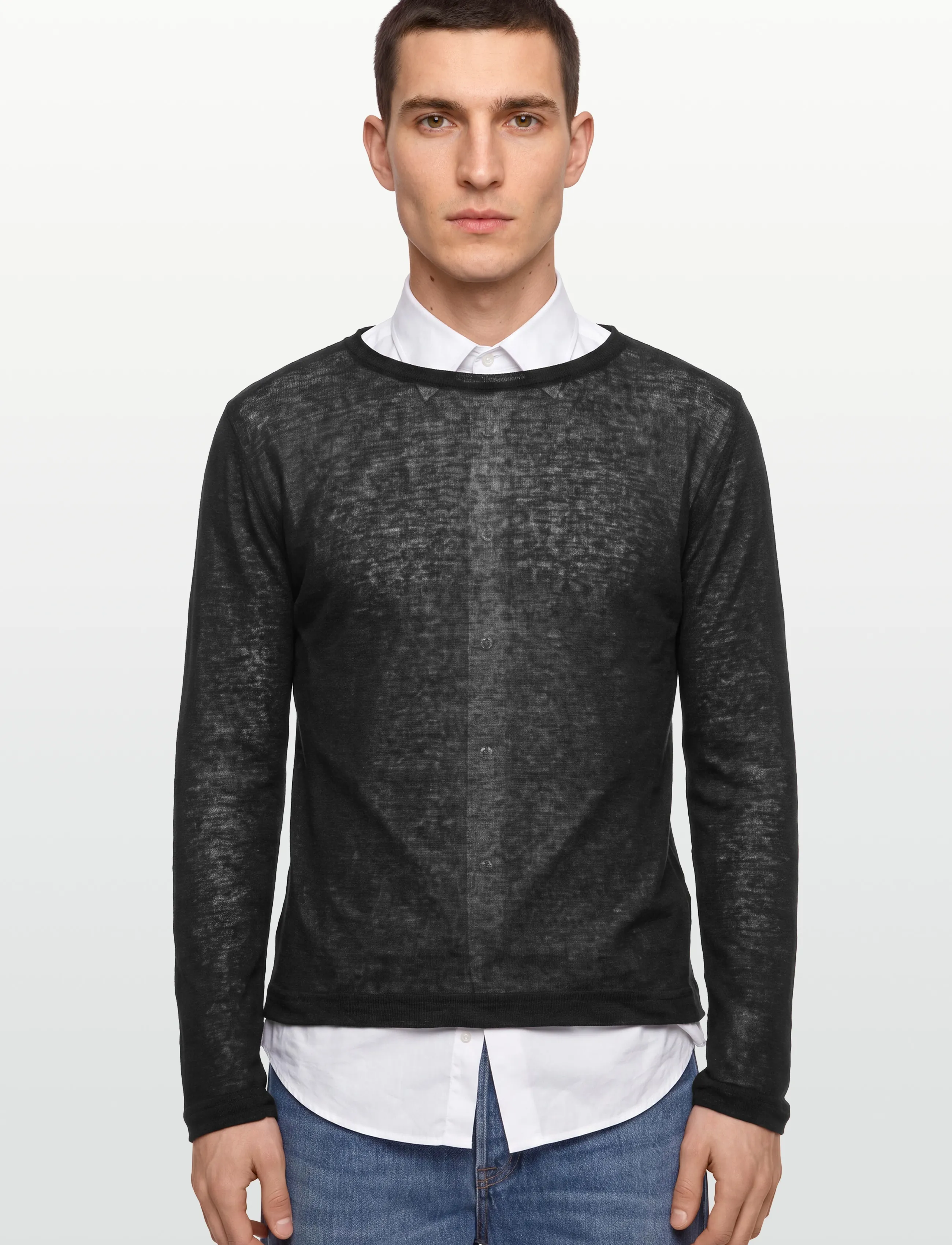 Knowledge Cotton Apparel - Long sleeve linen t-shirt - GOTS/Ve - long-sleeved tops - black jet - 3