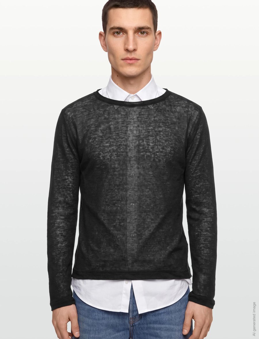 Knowledge Cotton Apparel - Long sleeve linen t-shirt - GOTS/Ve - pikkade varrukatega topid - black jet - 3