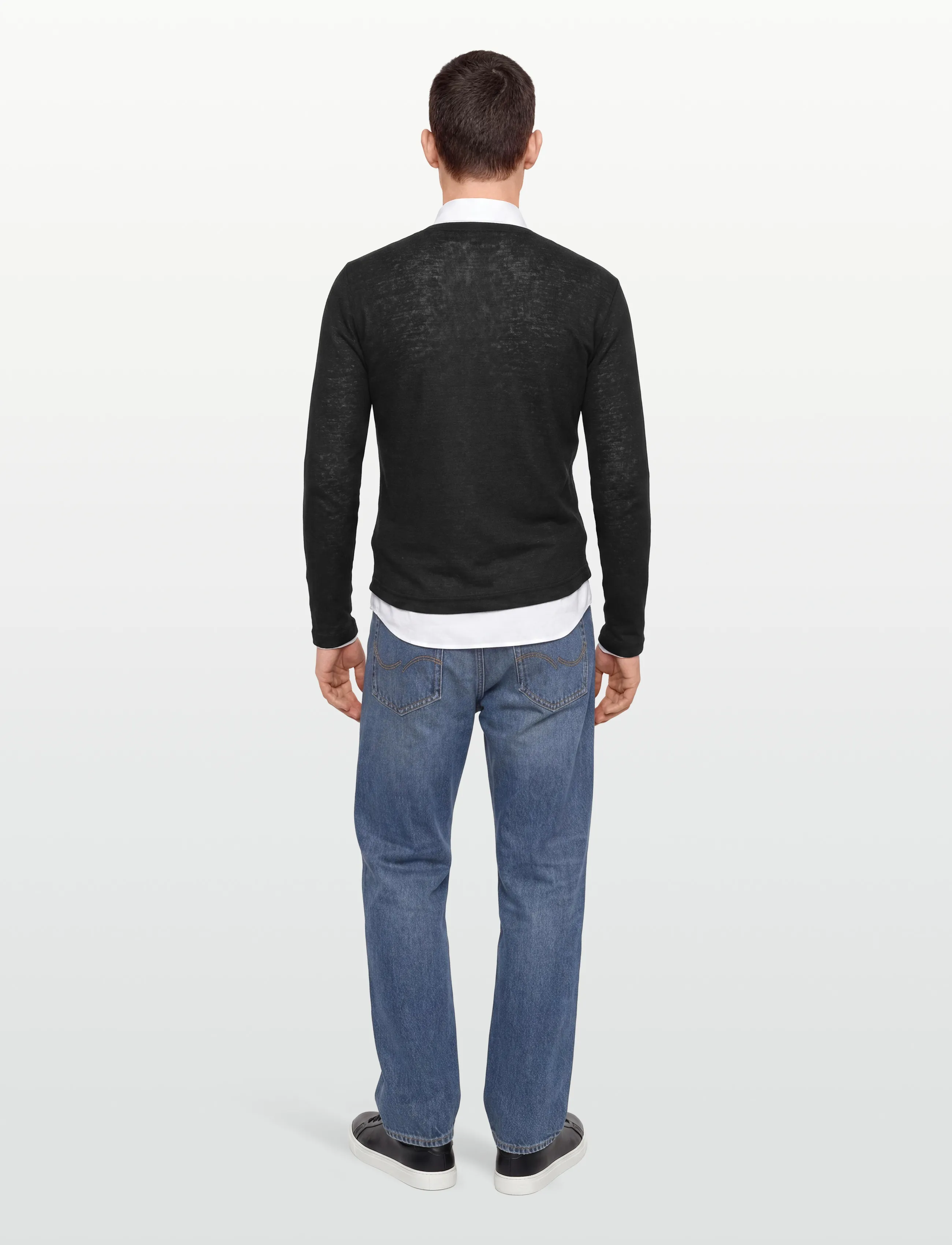 Knowledge Cotton Apparel - Long sleeve linen t-shirt - GOTS/Ve - long-sleeved tops - black jet - 4