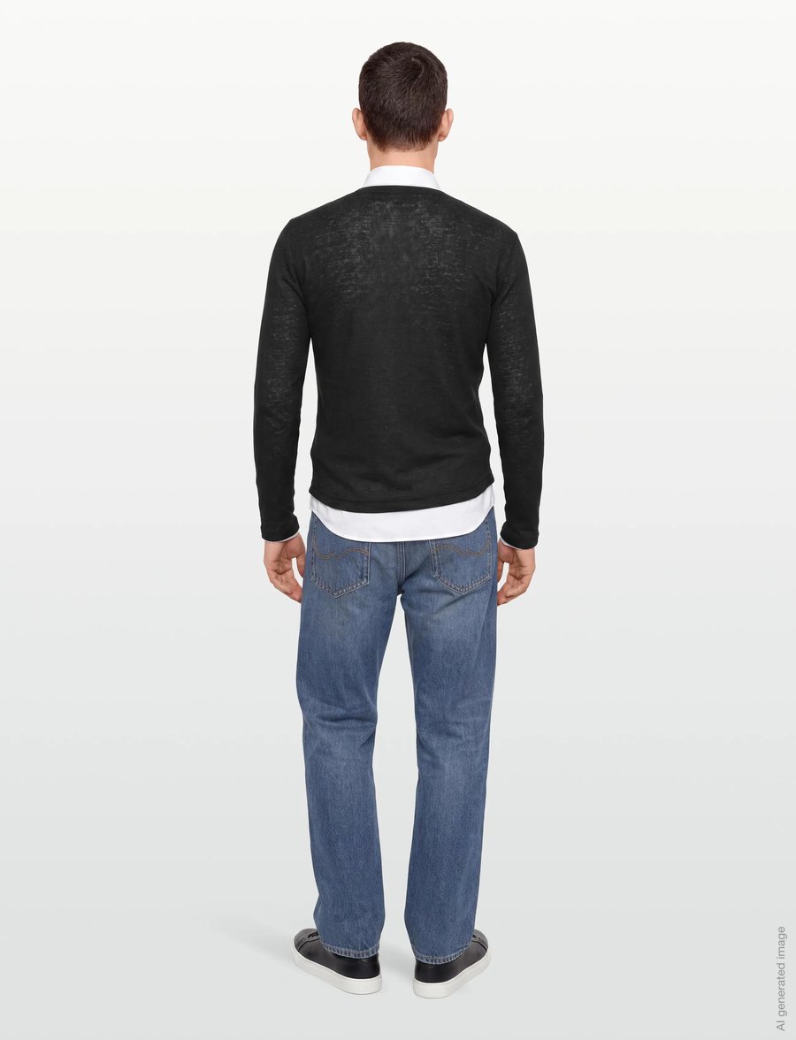 Knowledge Cotton Apparel - Long sleeve linen t-shirt - GOTS/Ve - pikkade varrukatega topid - black jet - 4