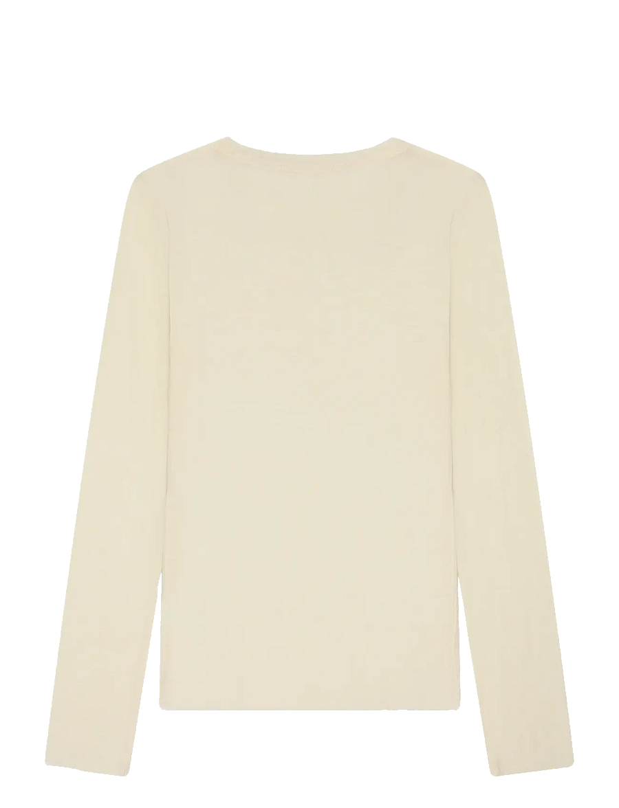 Knowledge Cotton Apparel - Merino rib long sleeve t-shirt - egret - 1