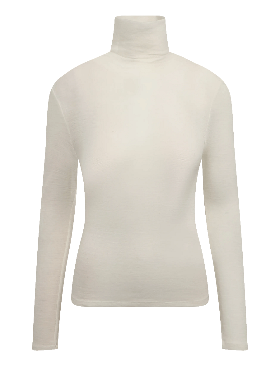 Knowledge Cotton Apparel - Merino rib long sleeve roll-neck - rudens santaupos - egret - 0