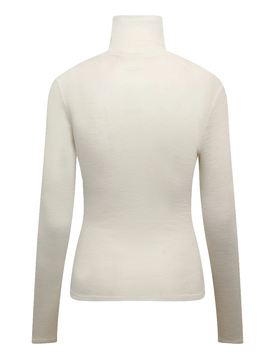 Knowledge Cotton Apparel - Merino rib long sleeve roll-neck - rudens santaupos - egret - 1