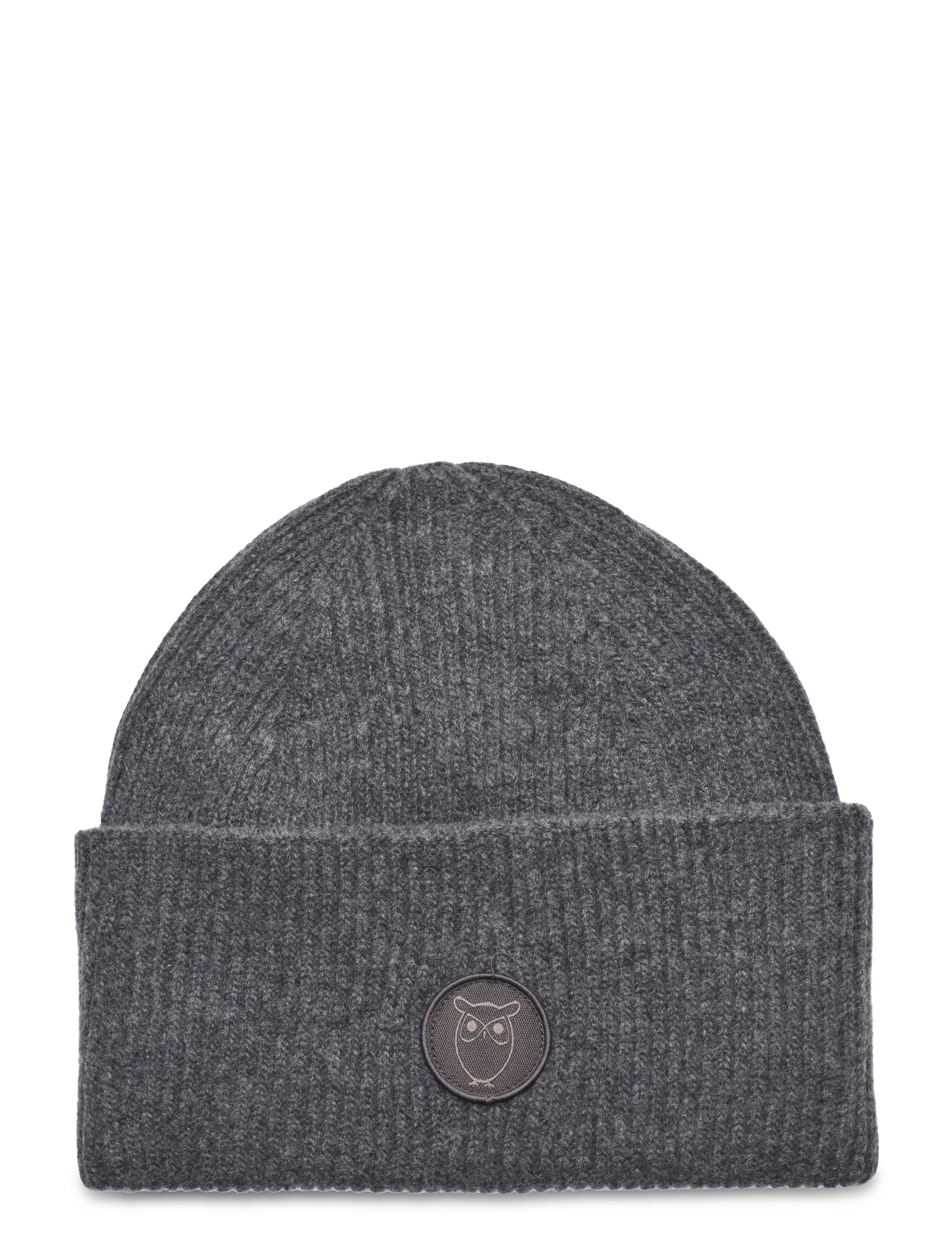 Knowledge Cotton Apparel Big rib beanie - RWS - Tilbehør - DARK GREY MELANGE / grey