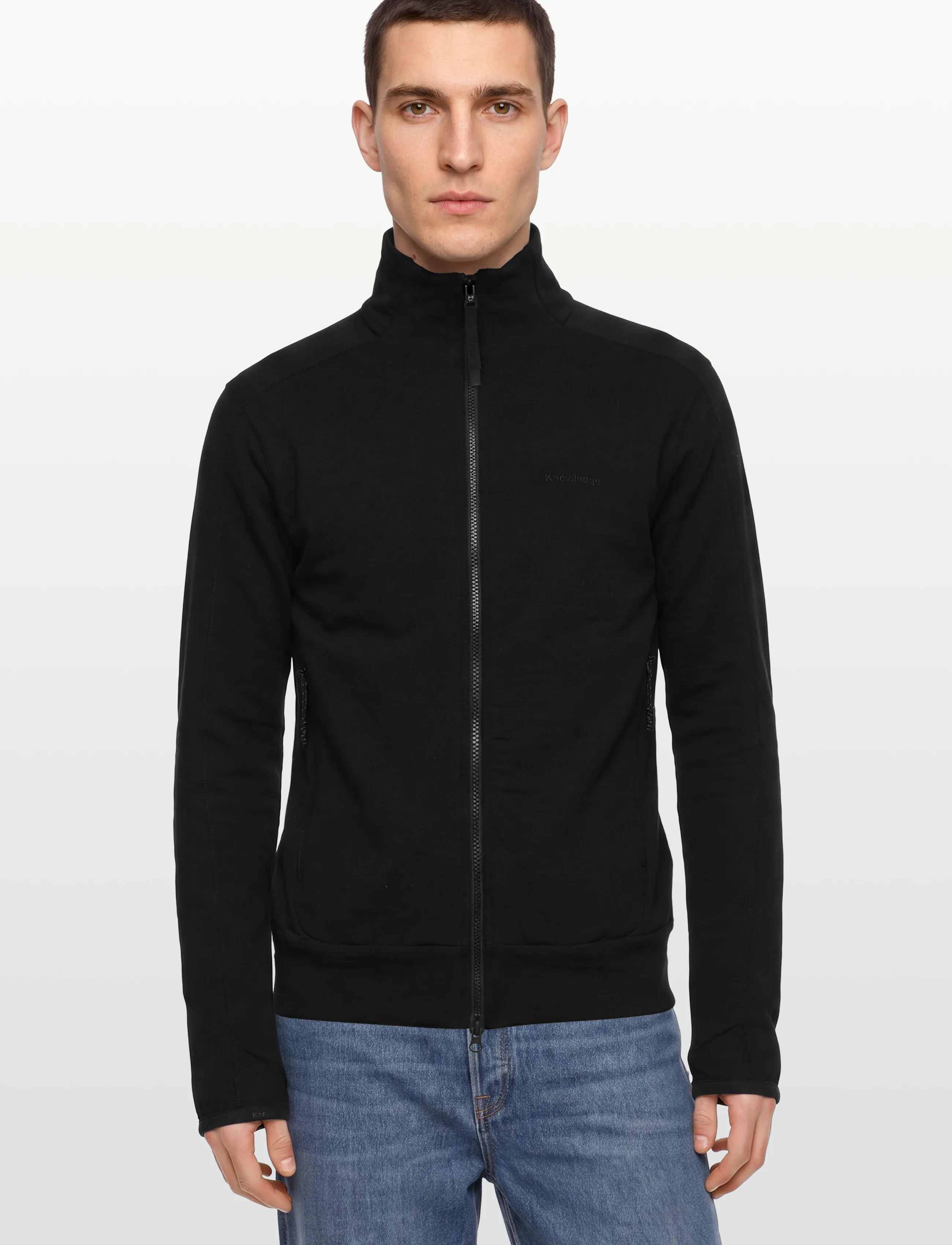 Knowledge Cotton Apparel - Dynamic wool fleece full zip - mid layer jackets - black jet - 3