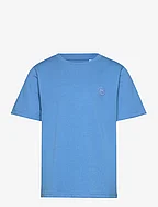 Regular fit badge t-shirt - GOTS/Ve - AZURE BLUE