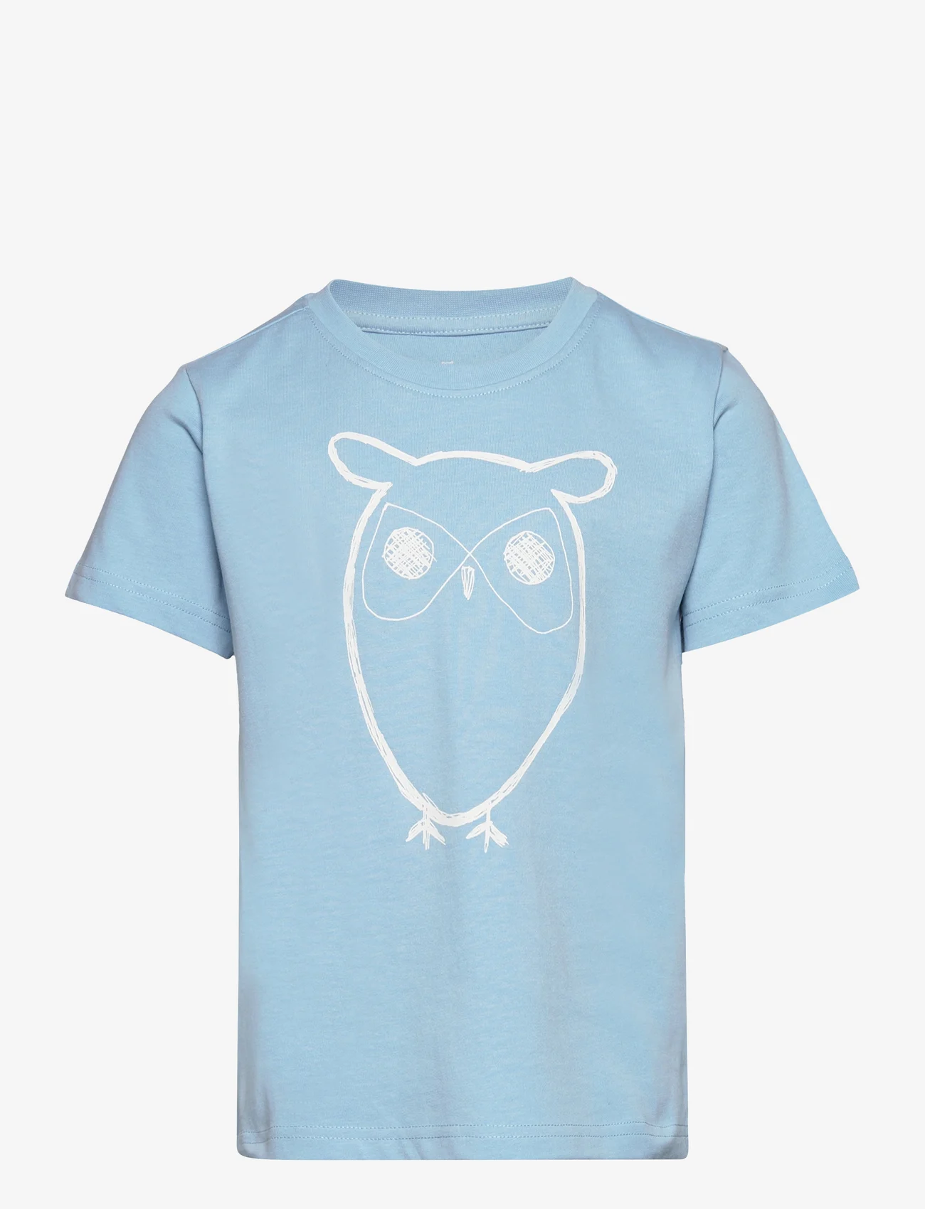 Knowledge Cotton Apparel - Regular big owl t-shirt - GOTS/Vega - ar īsām piedurknēm - airy blue - 0