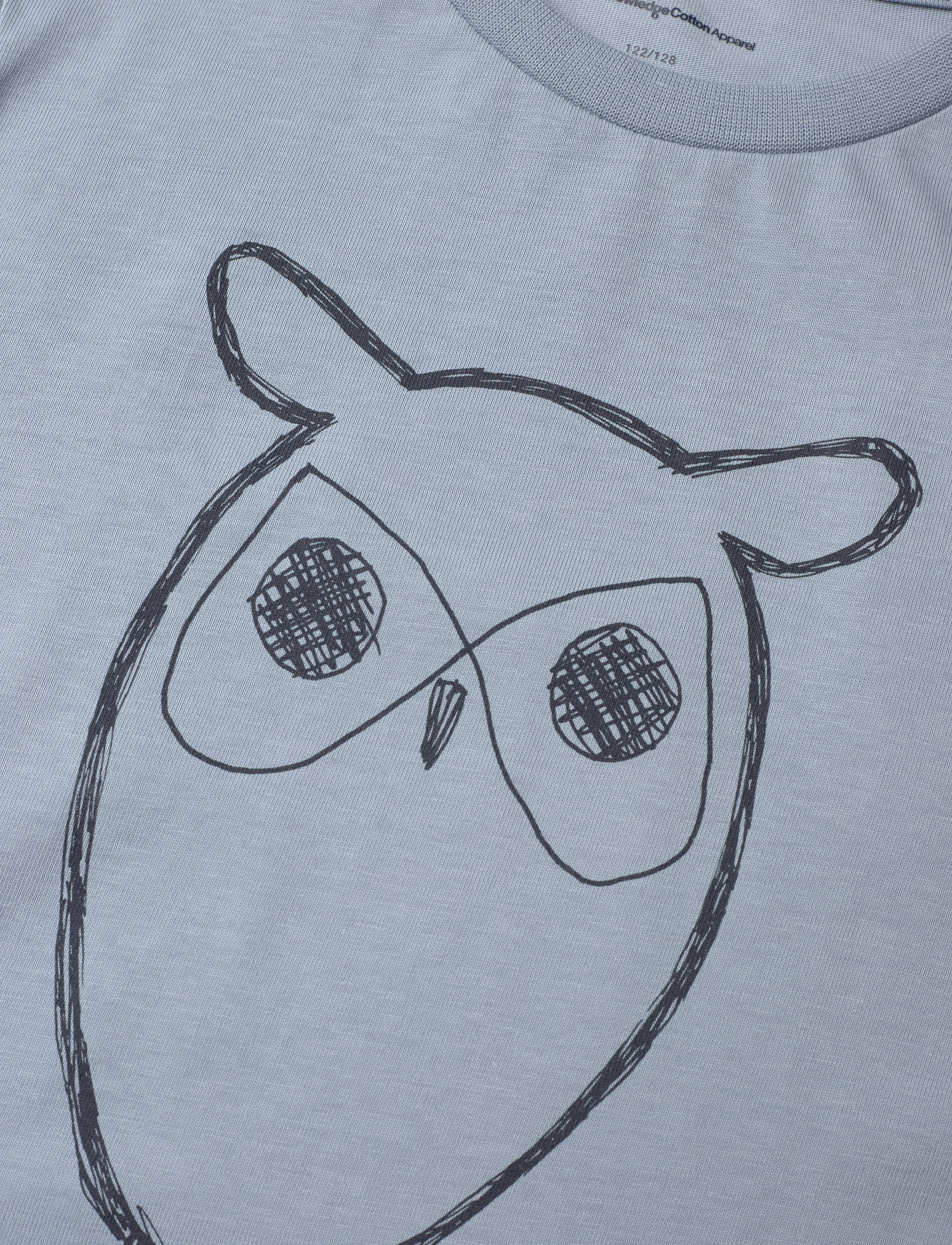 Knowledge Cotton Apparel - Regular big owl t-shirt - GOTS/Vega - kortärmade - asley blue - 4