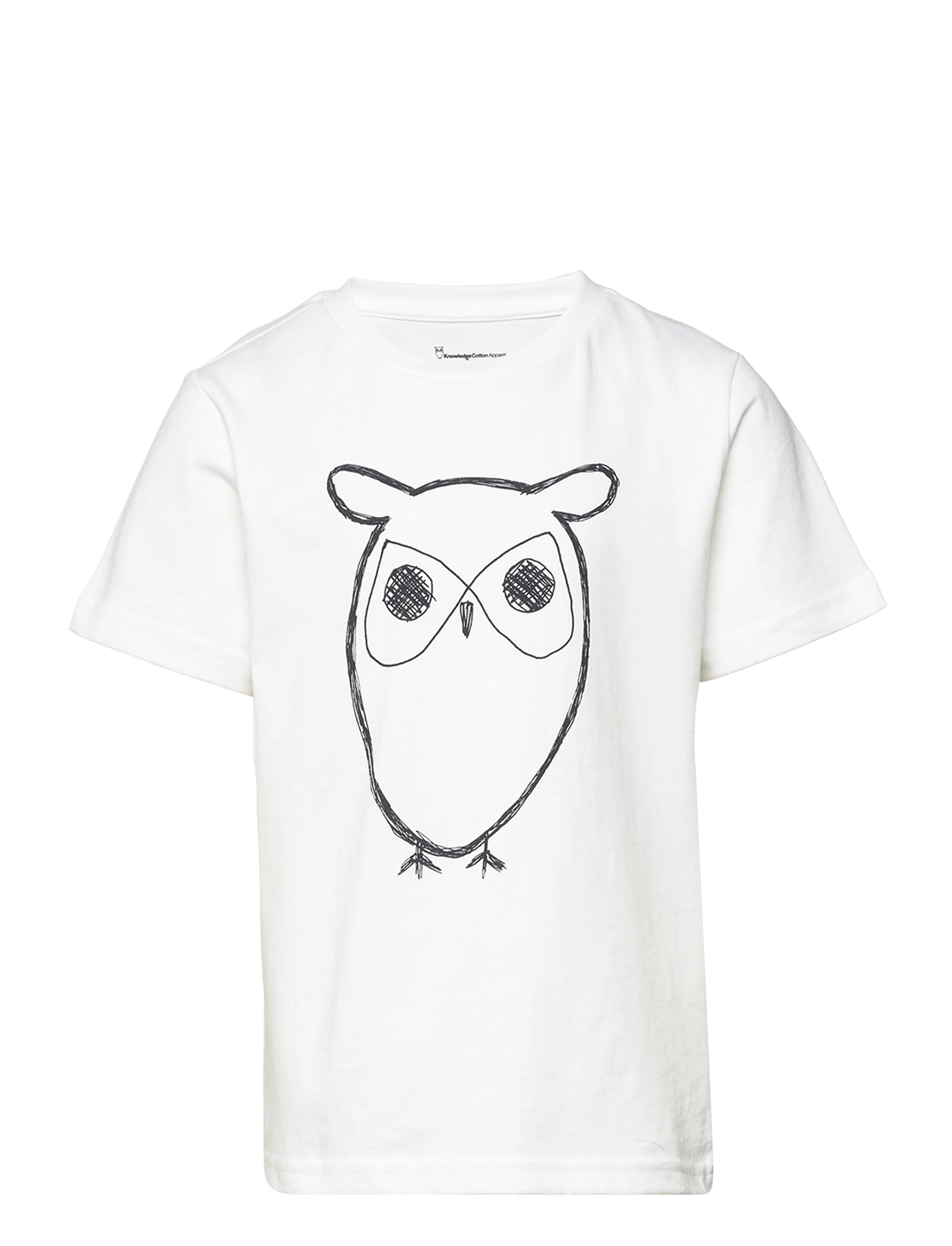 Knowledge Cotton Apparel Regular big owl t-shirt - GOTS/Vega - Pluusid - BRIGHT WHITE / white