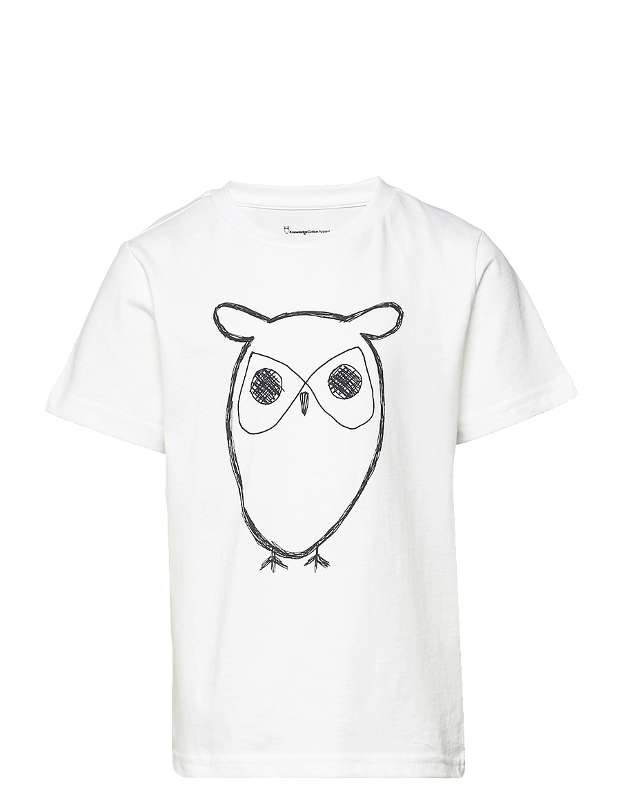 Knowledge Cotton Apparel - Regular big owl t-shirt - GOTS/Vega - bright white - 1