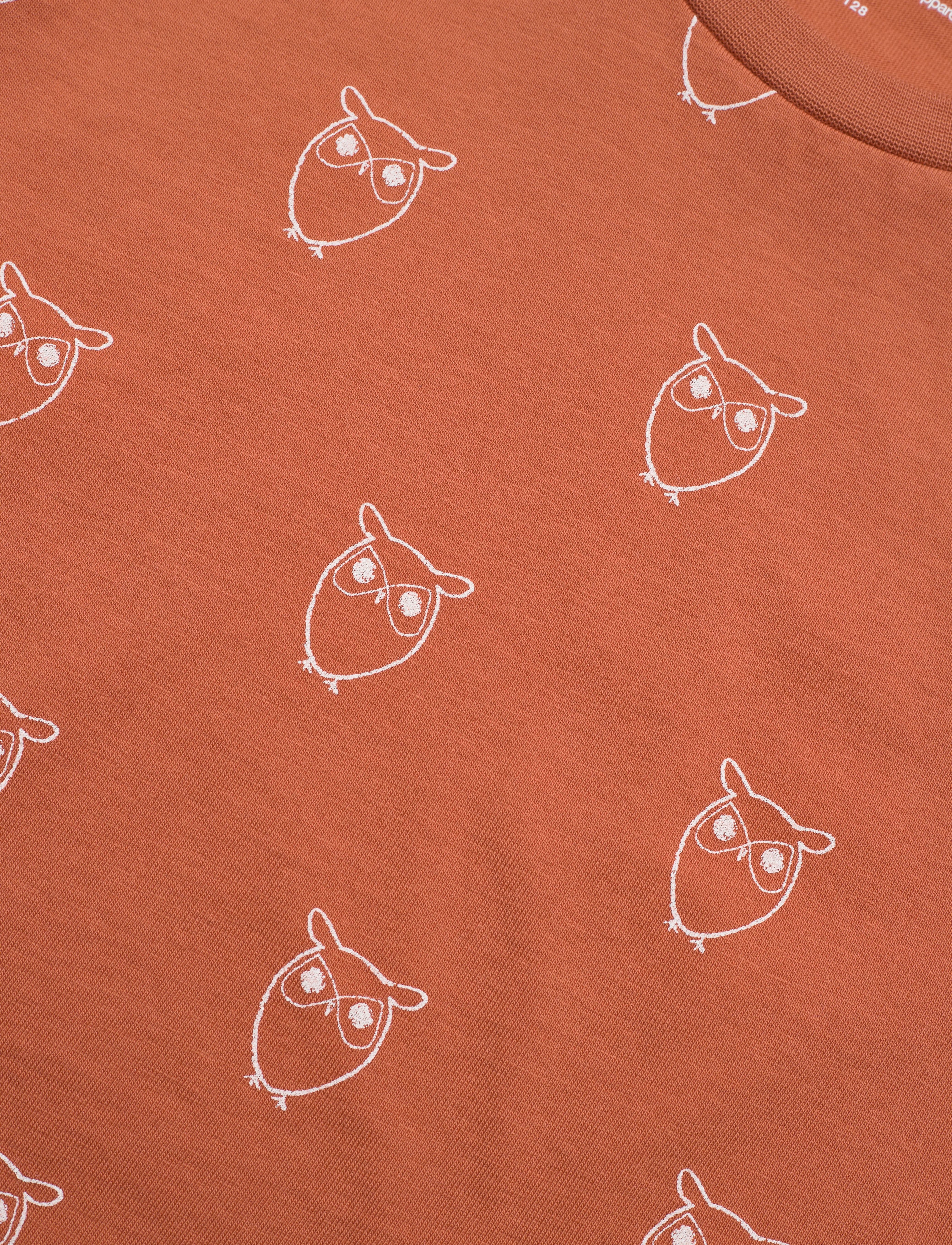 Knowledge Cotton Apparel - Owl AOP t-shirt - GOTS/Vegan - autumn leaf - 2