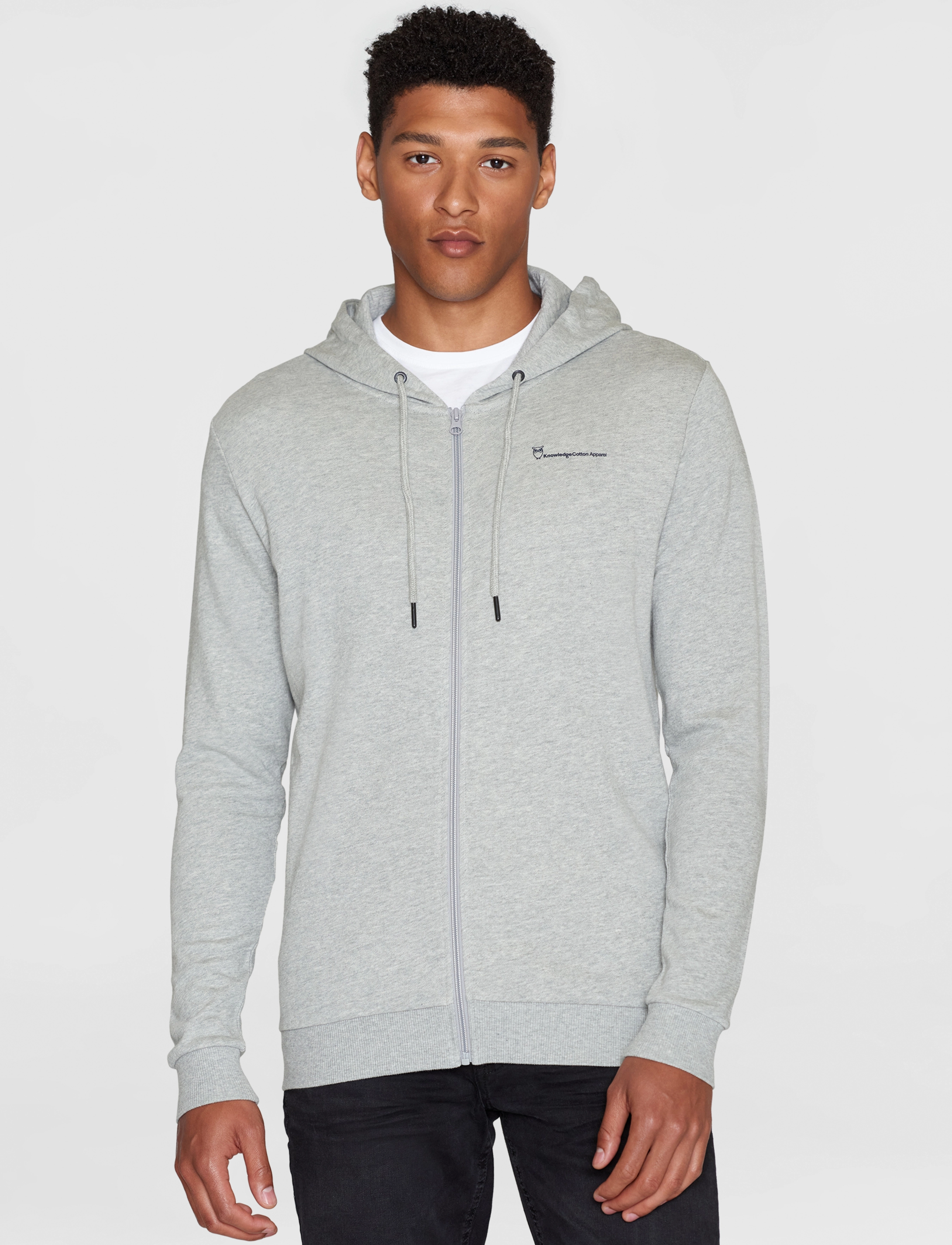 Knowledge Cotton Apparel - Knowledge hood zip sweat - GOTS/Veg - grey melange - 2