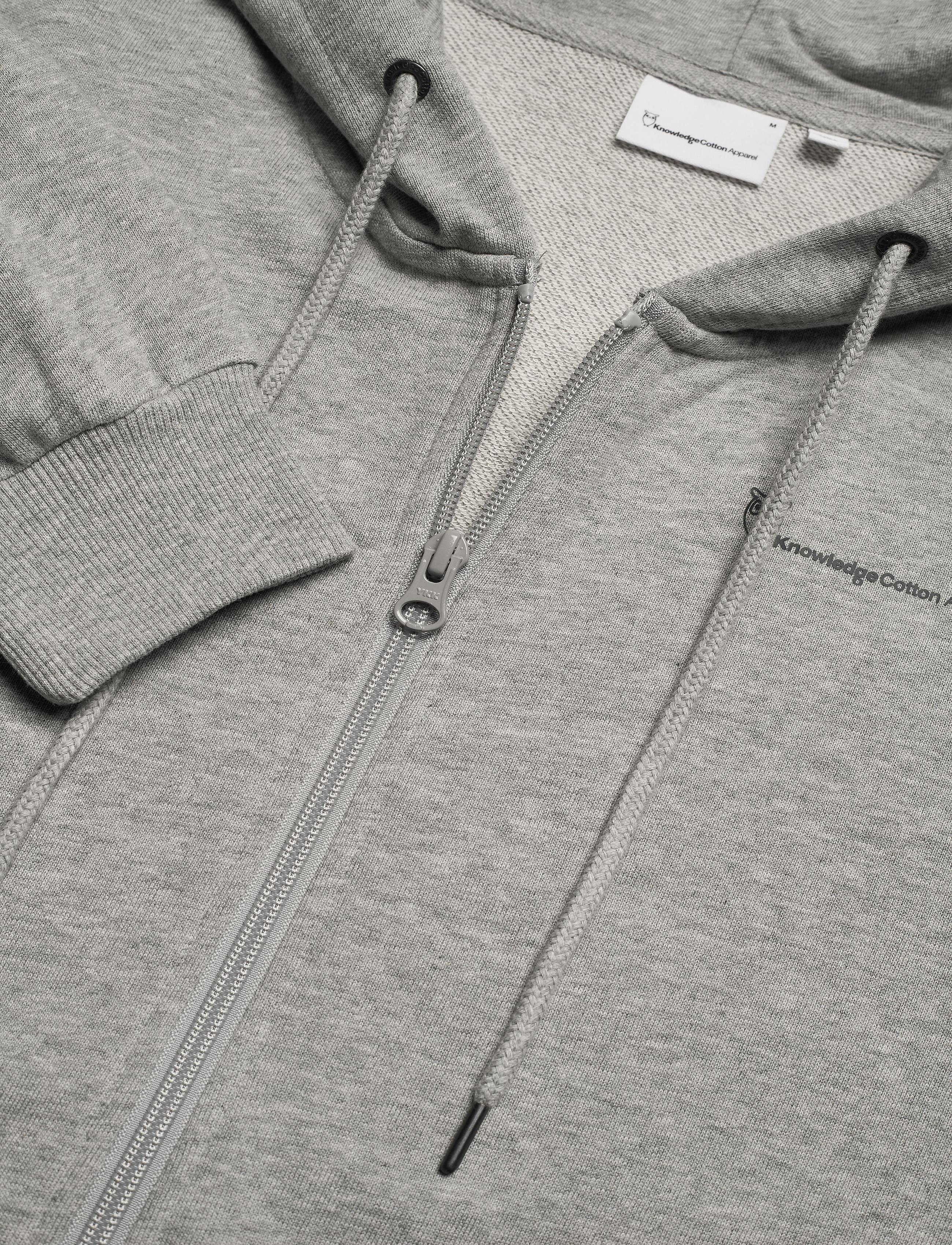 Knowledge Cotton Apparel - Knowledge hood zip sweat - GOTS/Veg - grey melange - 4