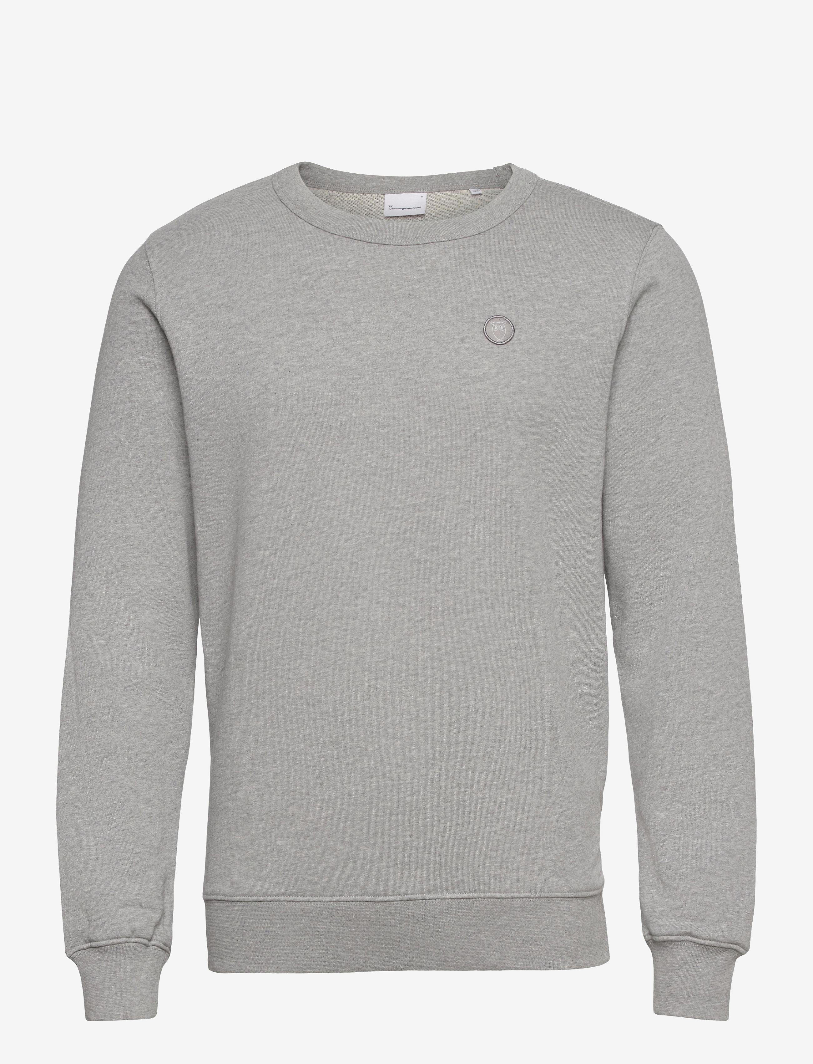 KNOWLEDGE Baumwolle APPAREL Erik Basic Badge Sweat - Gots/Vegan Grau - XS - Herren