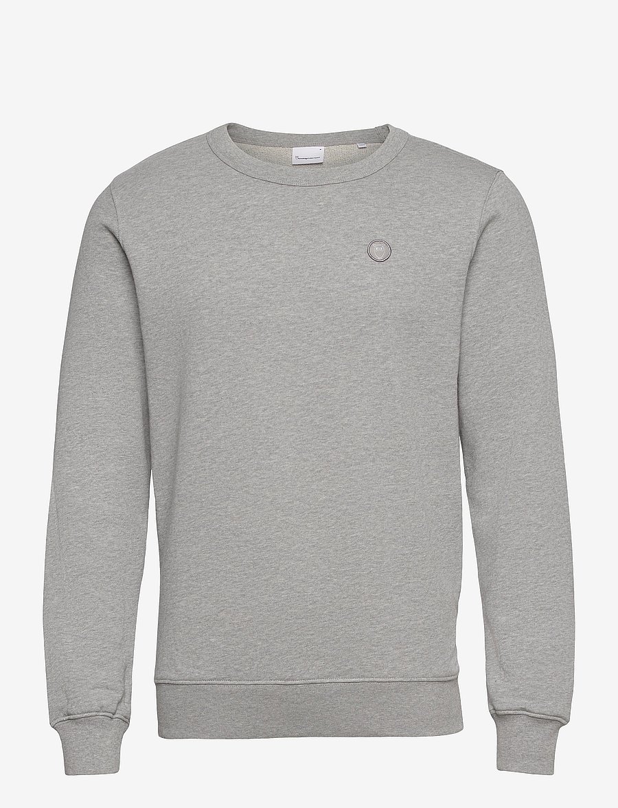 Knowledge Cotton Apparel - ERIK basic badge sweat - GOTS/Vegan - sweatshirts - grey melange - 0