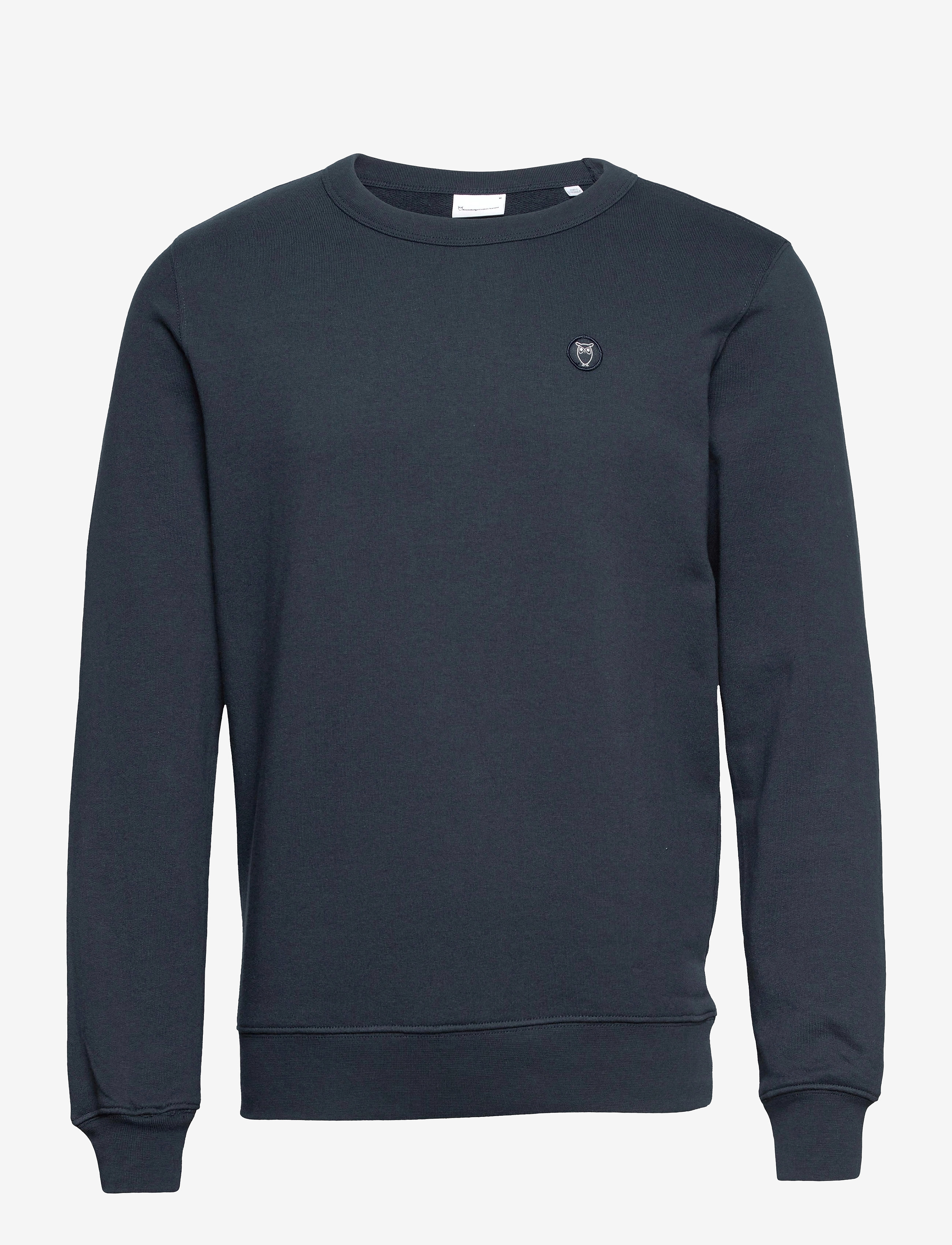 KNOWLEDGE Baumwolle APPAREL Erik Basic Badge Sweat - Gots/Vegan Blau - S - Herren