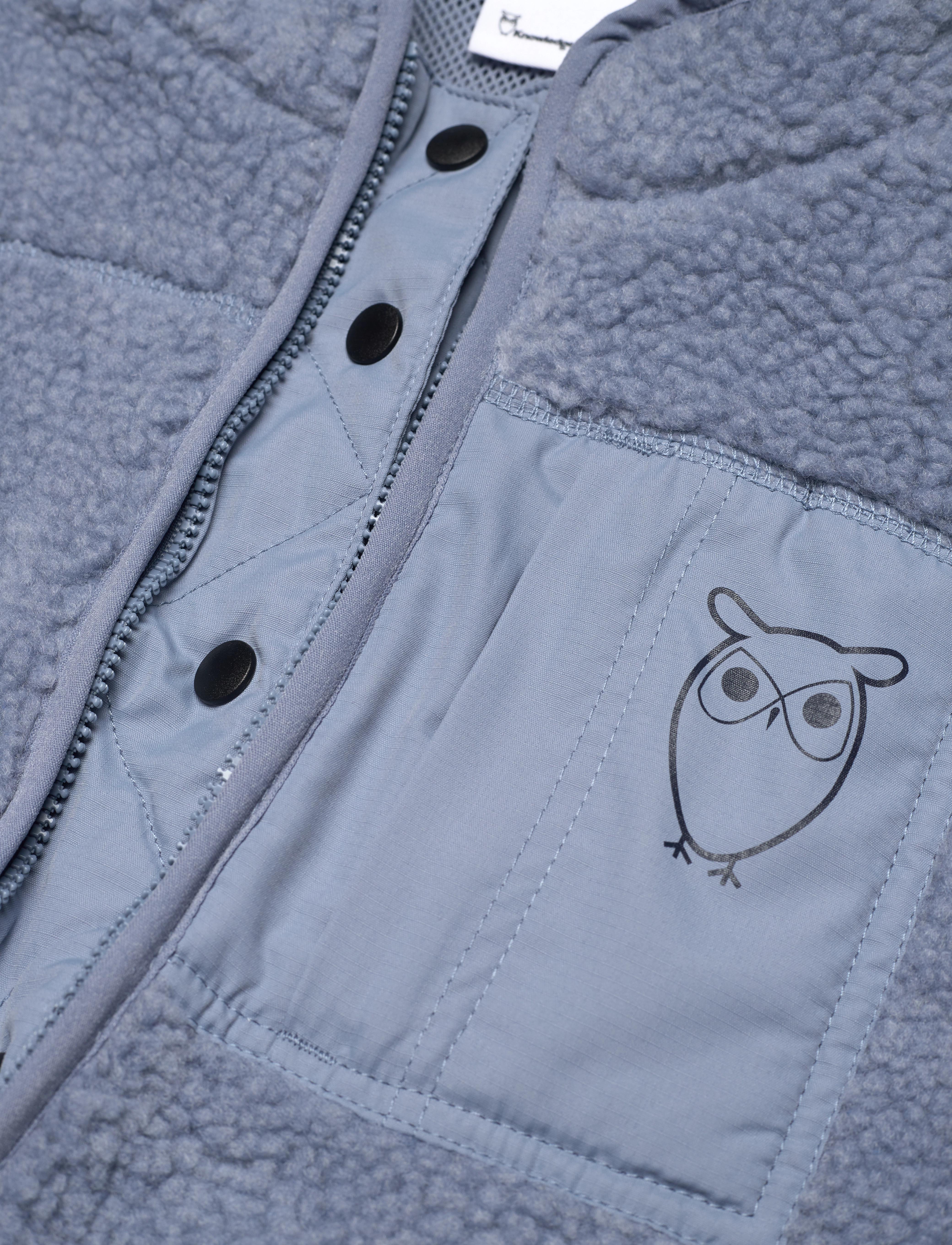 Knowledge Cotton Apparel - Teddy zip sweat - GRS/Vegan - asley blue - 3