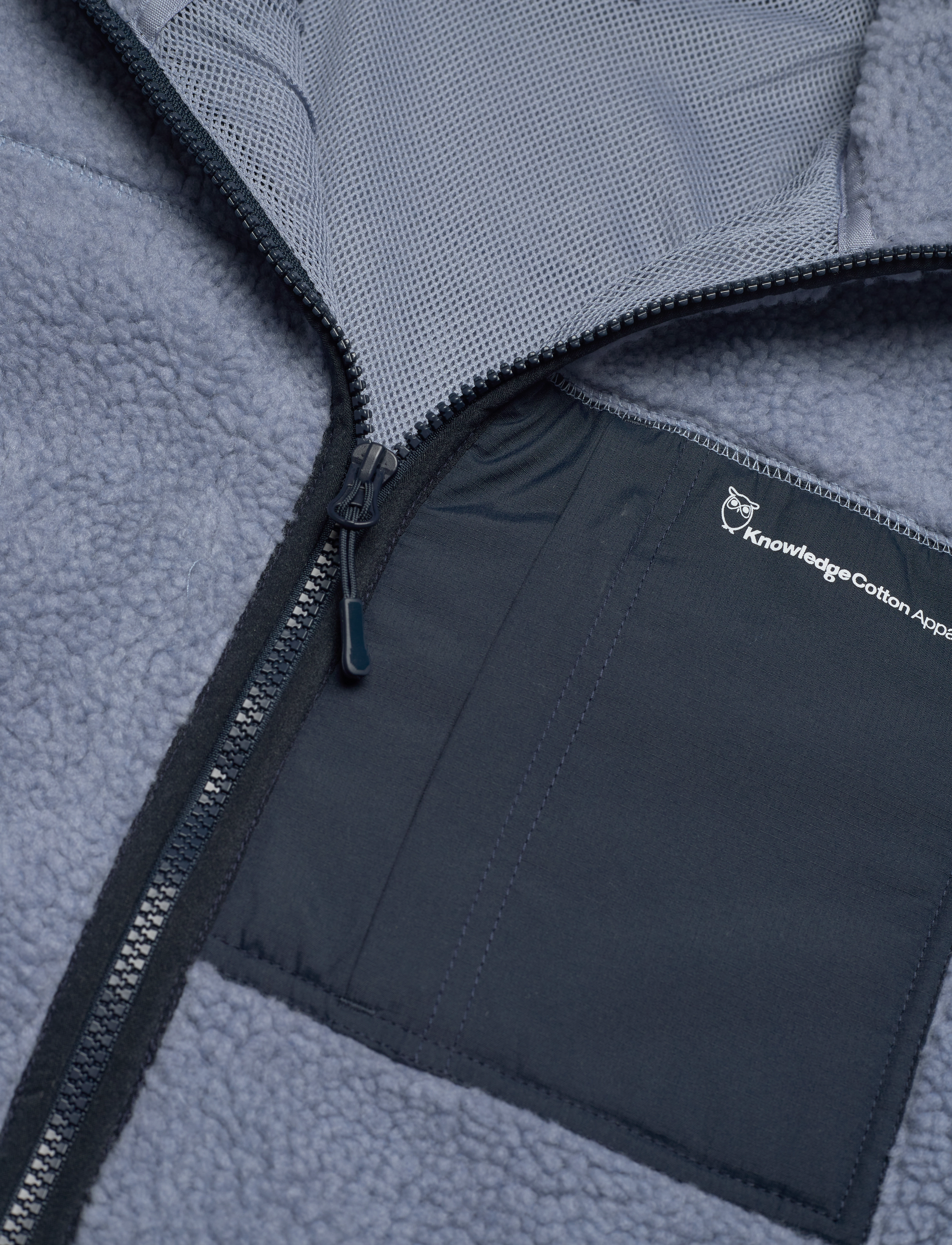 Knowledge Cotton Apparel - Teddy fleece zip sweat - GRS/Vegan - asley blue - 4