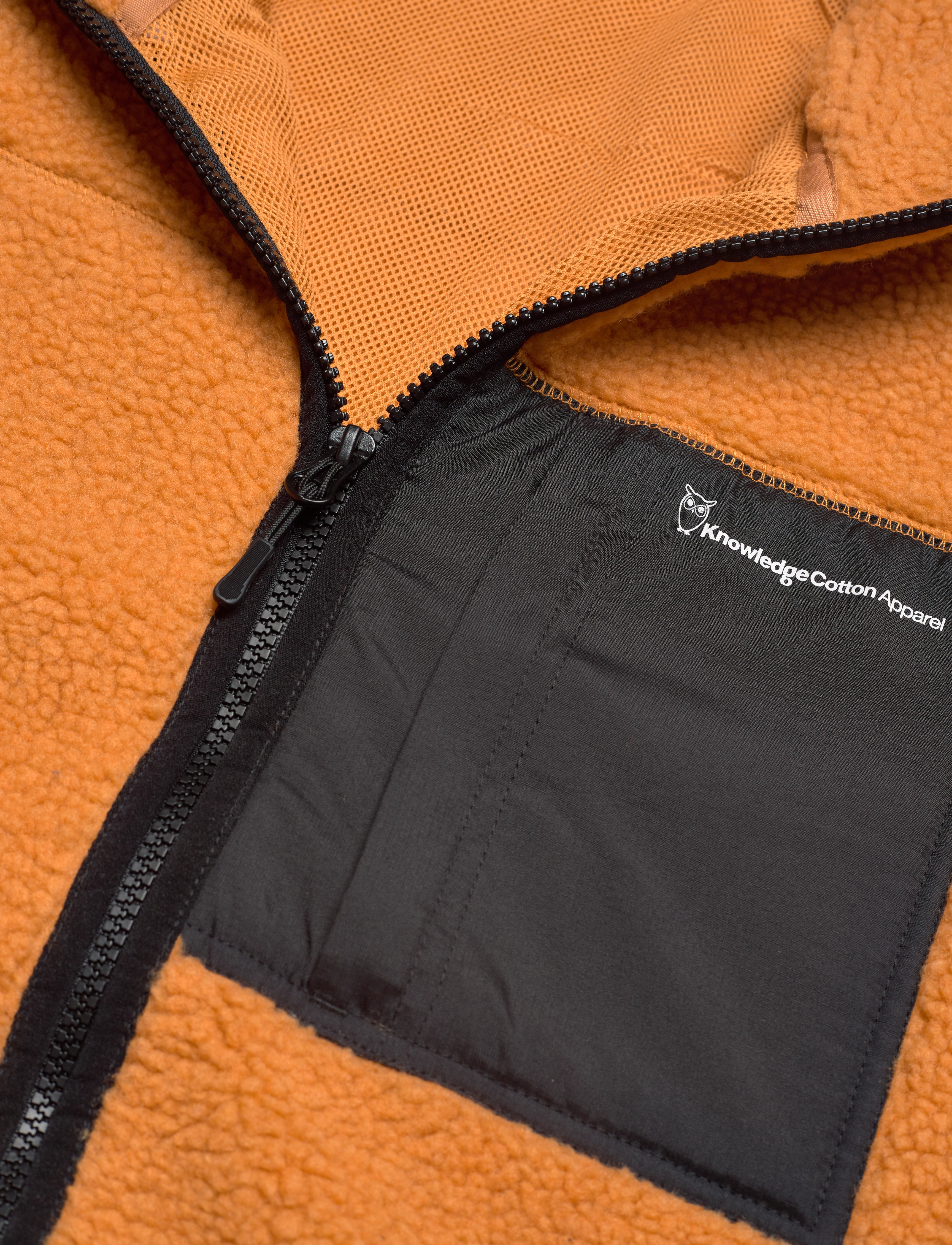 Knowledge Cotton Apparel - Teddy fleece zip sweat - GRS/Vegan - desert sun - 4