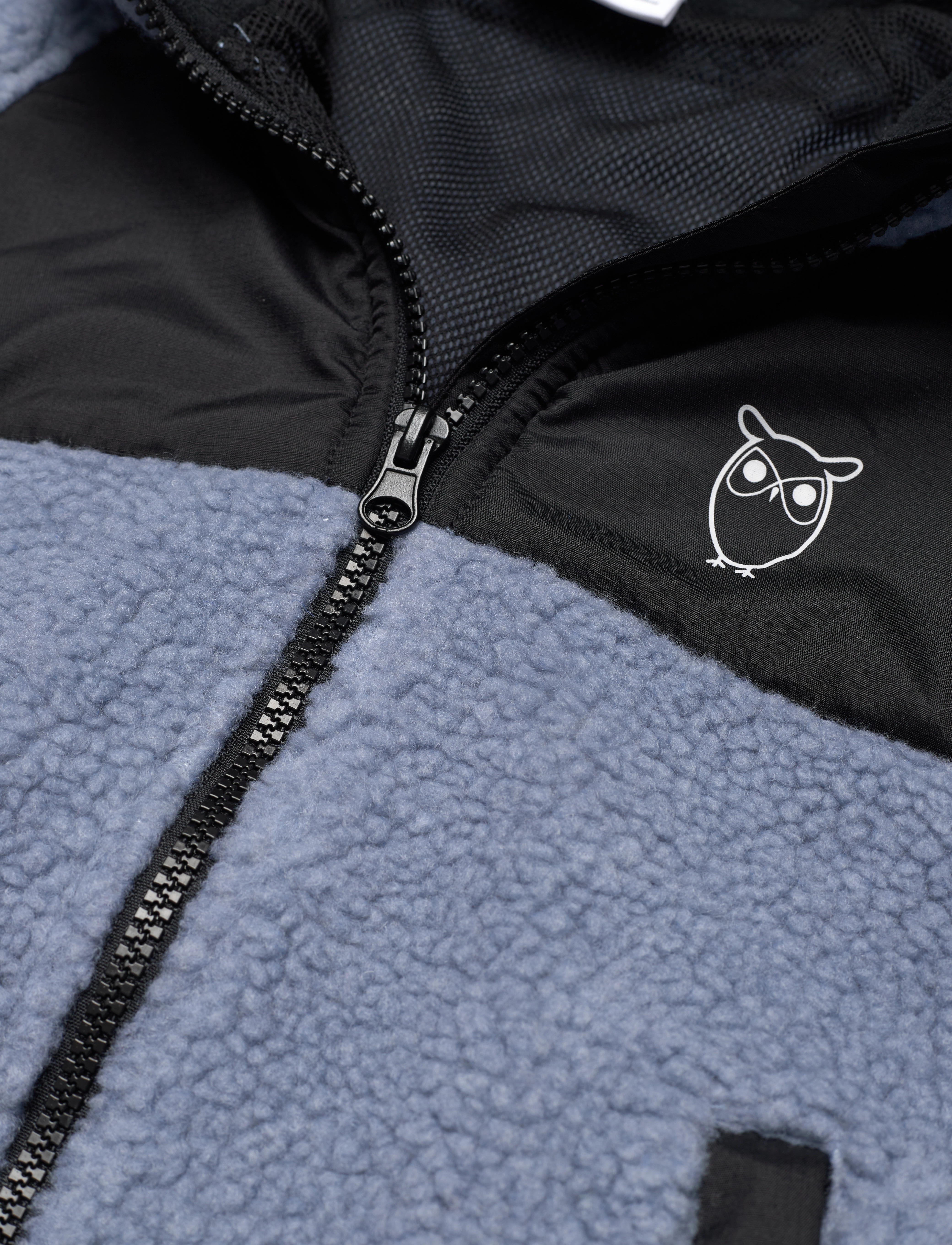 Knowledge Cotton Apparel - Teddy zip jacket w. hood - GRS/Vega - asley blue - 2