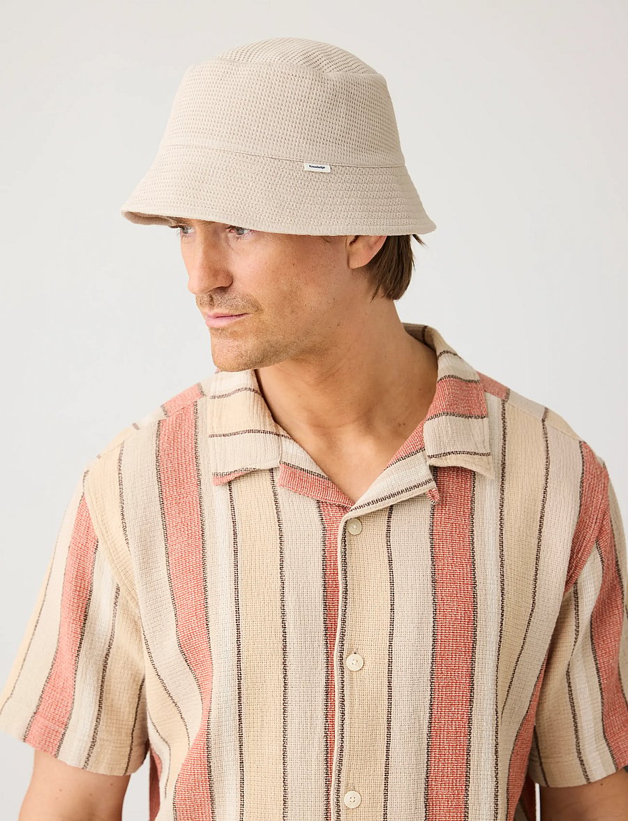 Knowledge Cotton Apparel - Waffle bucket hat - bøllehatte - light feather gray - 0