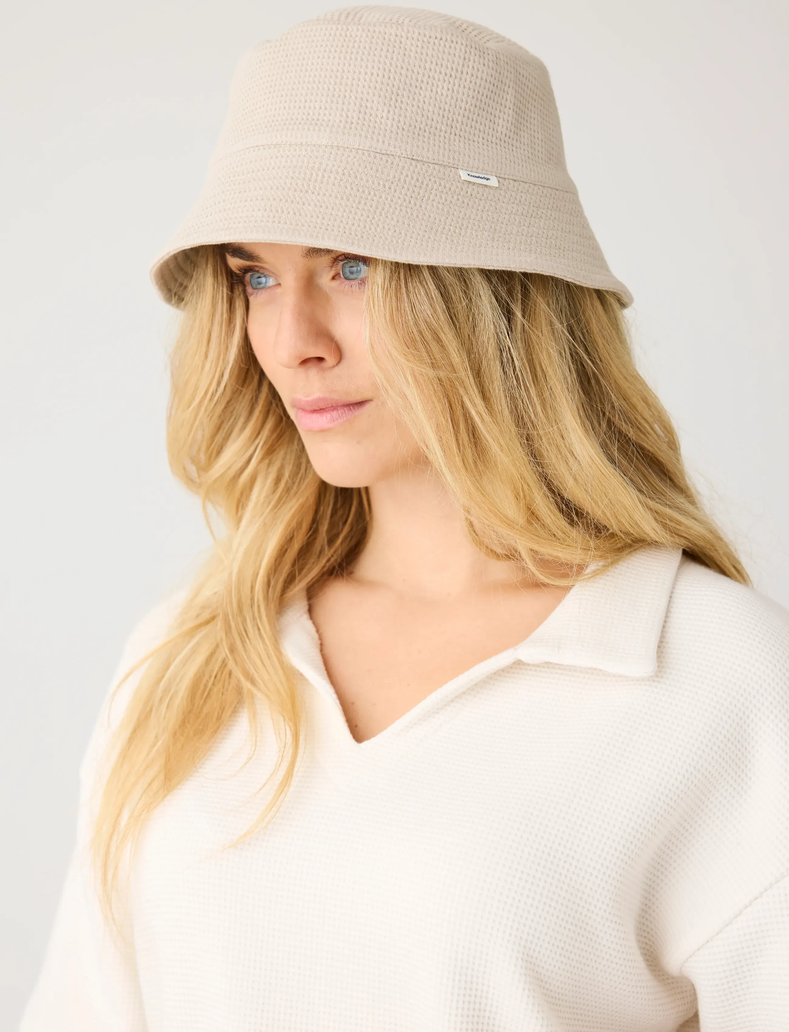 Knowledge Cotton Apparel - Waffle bucket hat - bøllehatte - light feather gray - 2