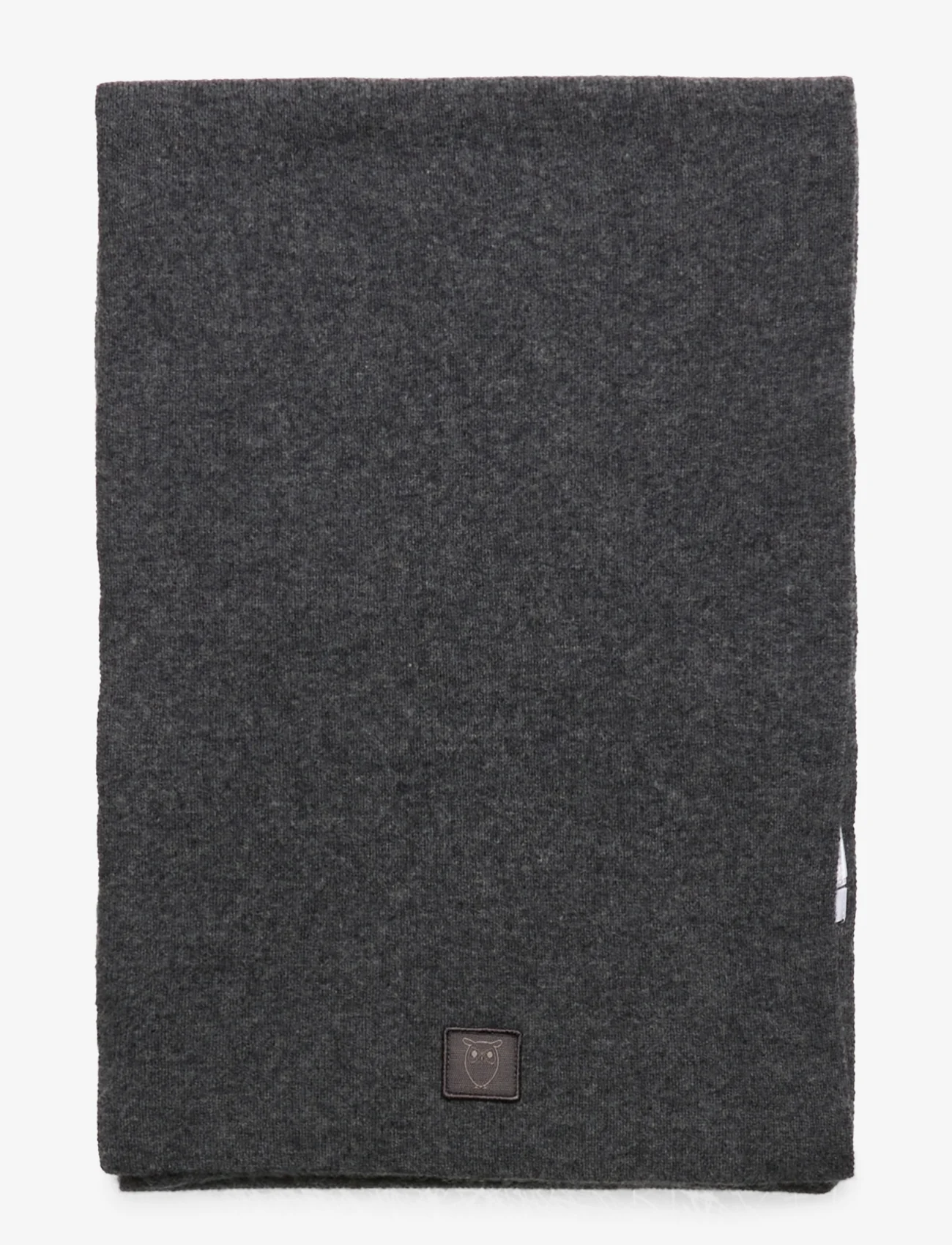 Knowledge Cotton Apparel - Rib knit wool scarf - RWS - winter scarves - dark grey melange - 1