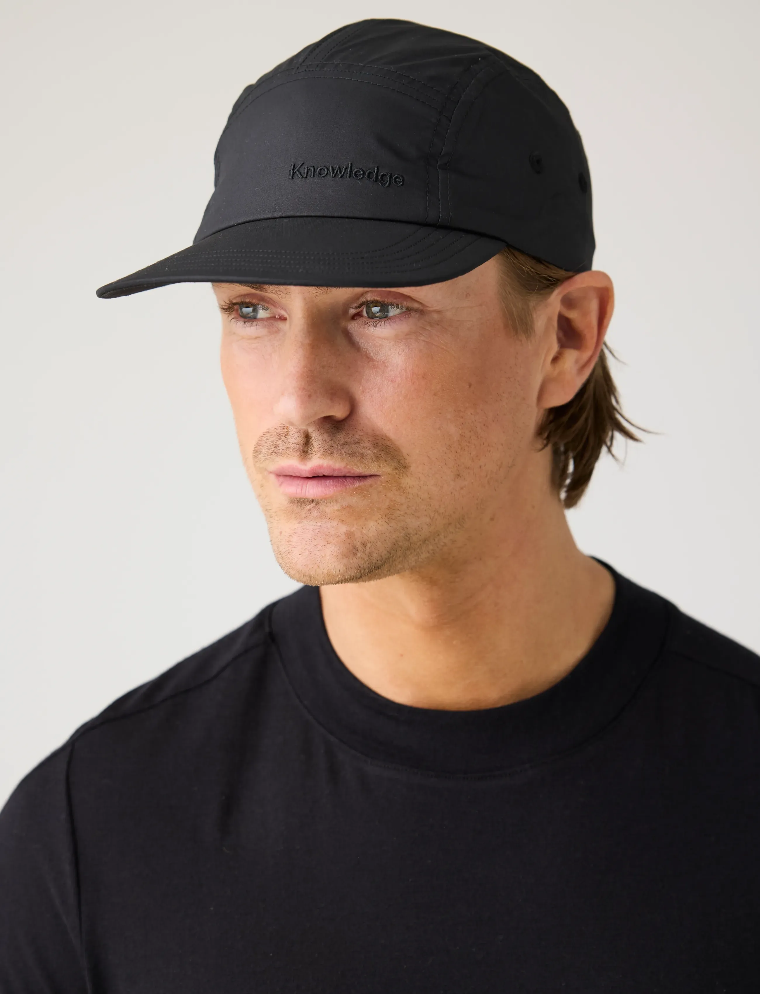 Knowledge Cotton Apparel Vent Riptop 90 5-Panel Cap, Mænd, 5-Panel Kasket, Sort, Str: ONE SIZE