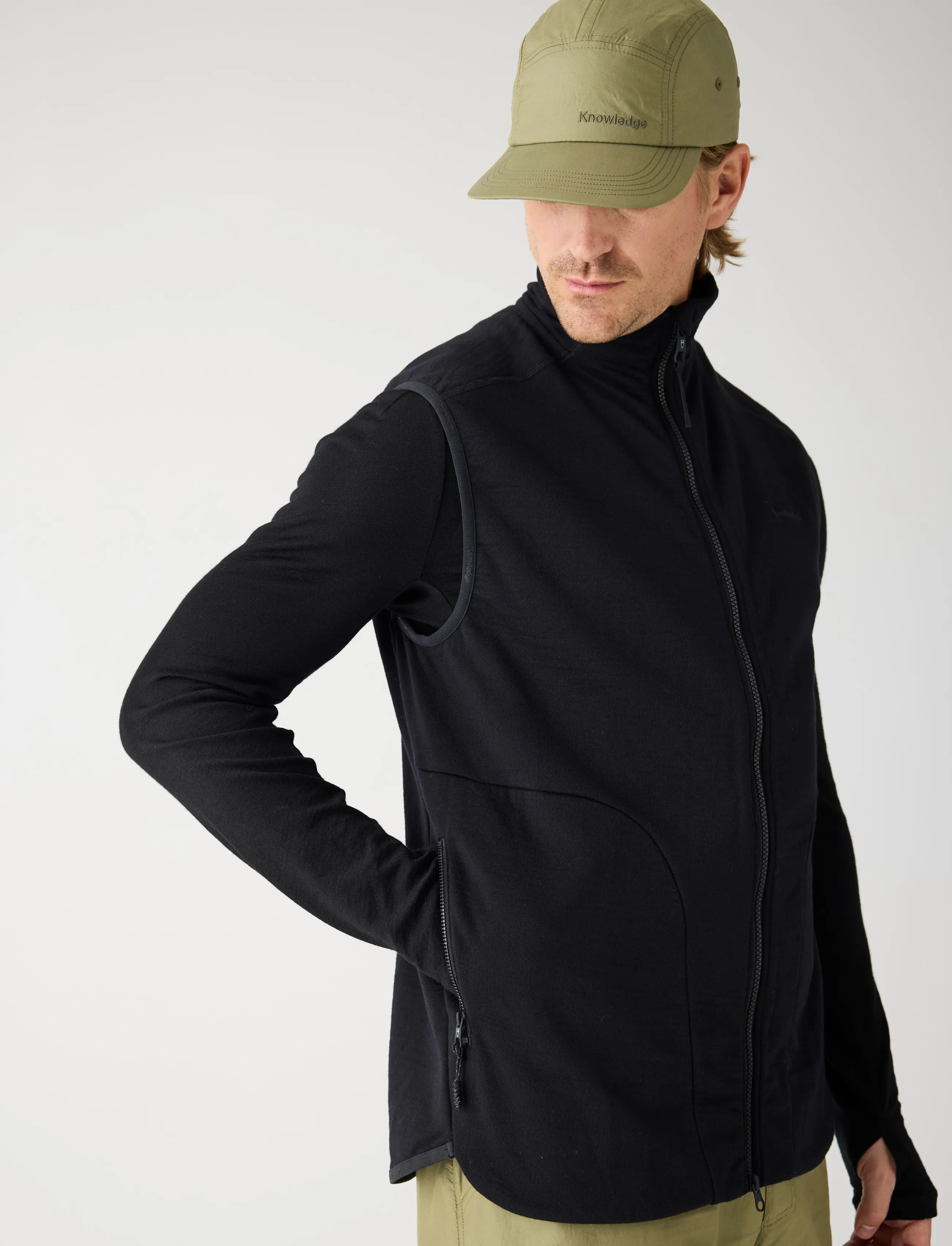 Knowledge Cotton Apparel Dynamic wool fleece vest - Üleriided - BLACK JET / black