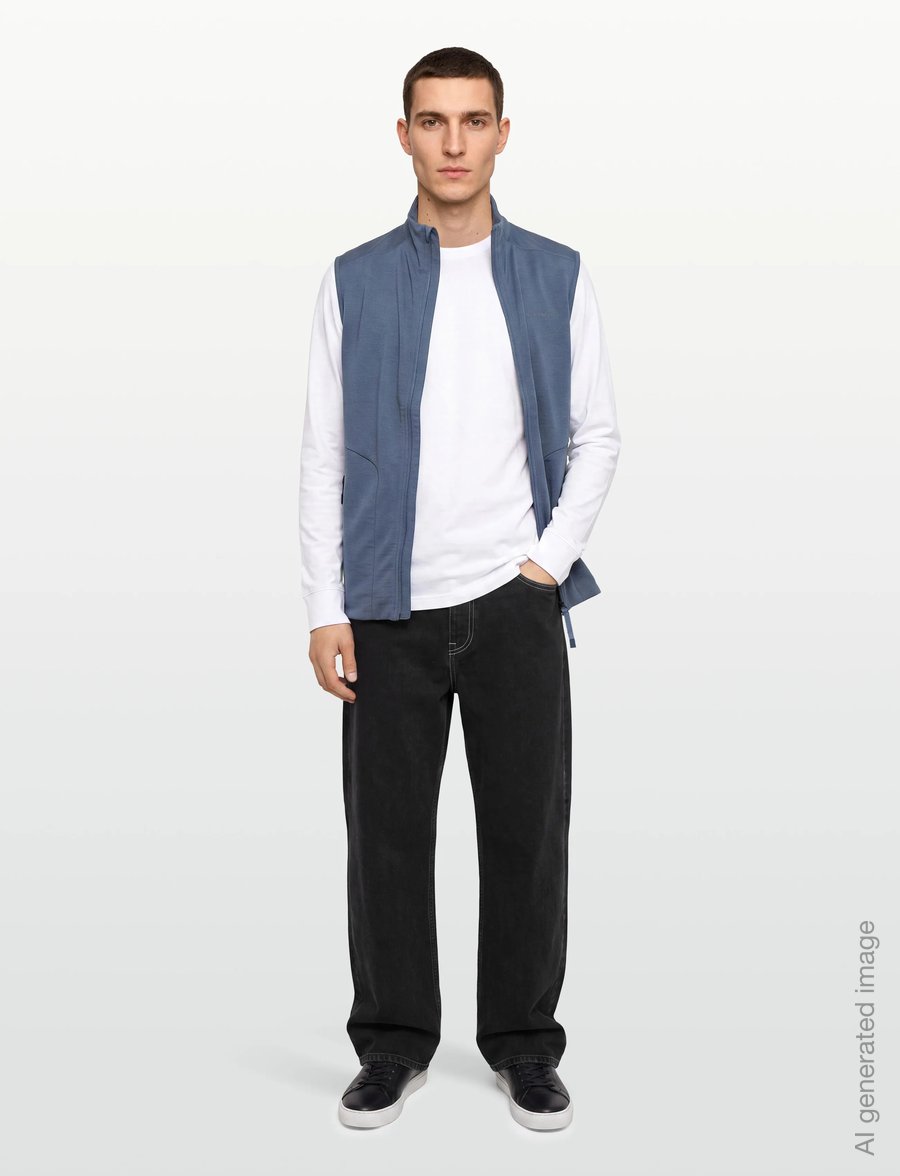 Knowledge Cotton Apparel - Dynamic wool fleece vest - veste - vintage indigo - 0
