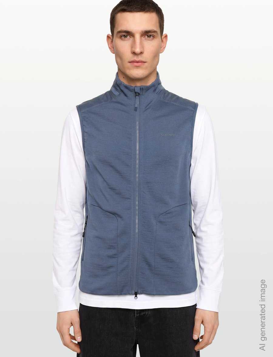 Knowledge Cotton Apparel - Dynamic wool fleece vest - veste - vintage indigo - 3