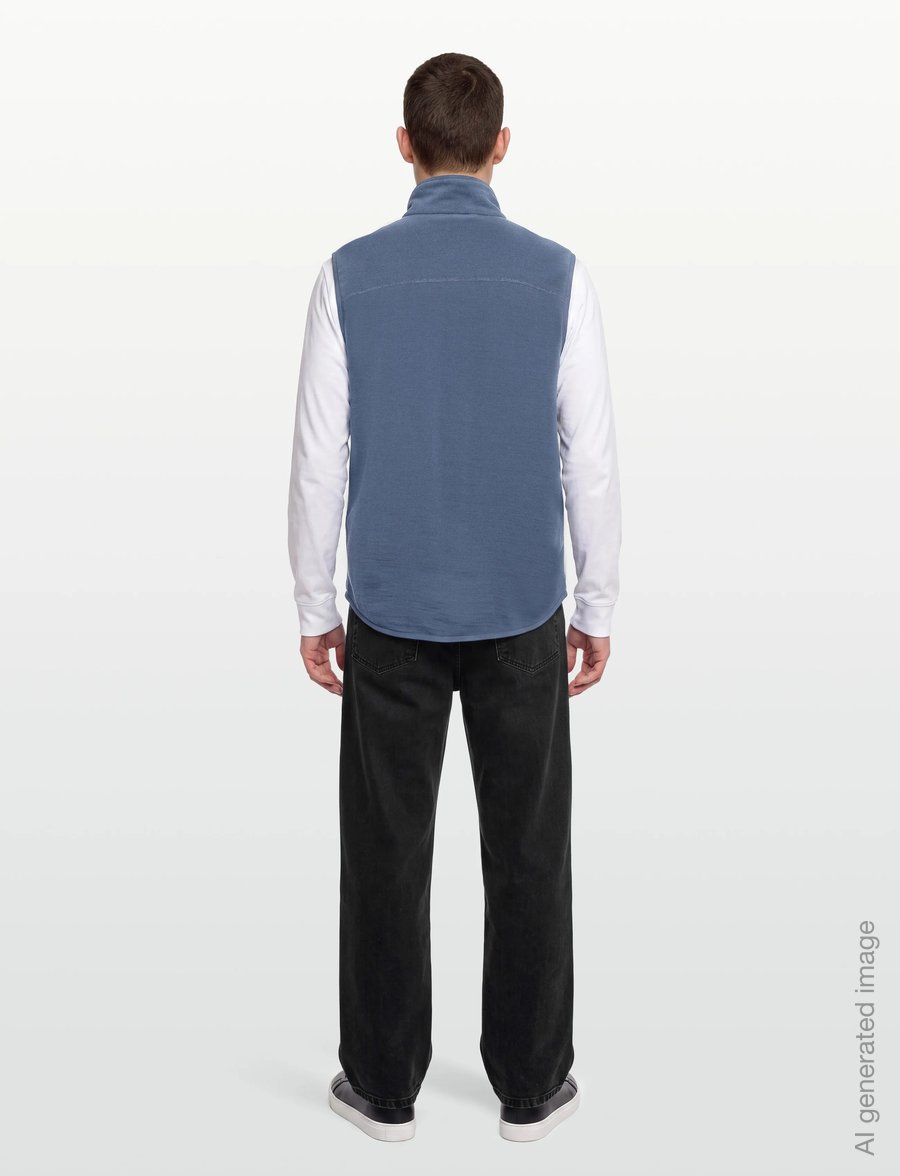Knowledge Cotton Apparel - Dynamic wool fleece vest - veste - vintage indigo - 4