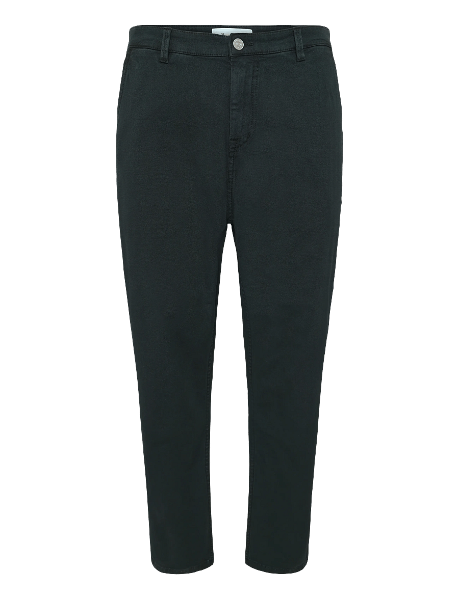Knowledge Cotton Apparel - CALLA tapered mid-rise canvas workw - freizeithosen - black jet - 0