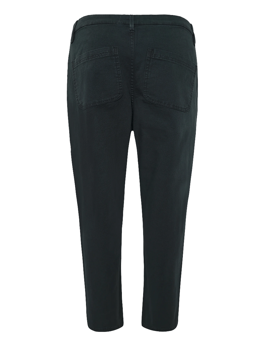 Knowledge Cotton Apparel - CALLA tapered mid-rise canvas workw - freizeithosen - black jet - 1