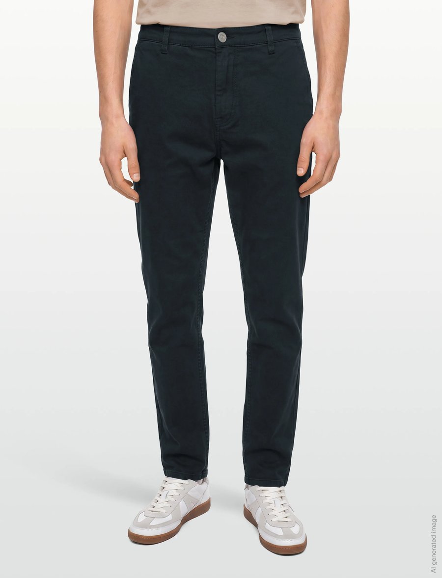 Knowledge Cotton Apparel - CALLA tapered mid-rise canvas workw - casual bukser - black jet - 3