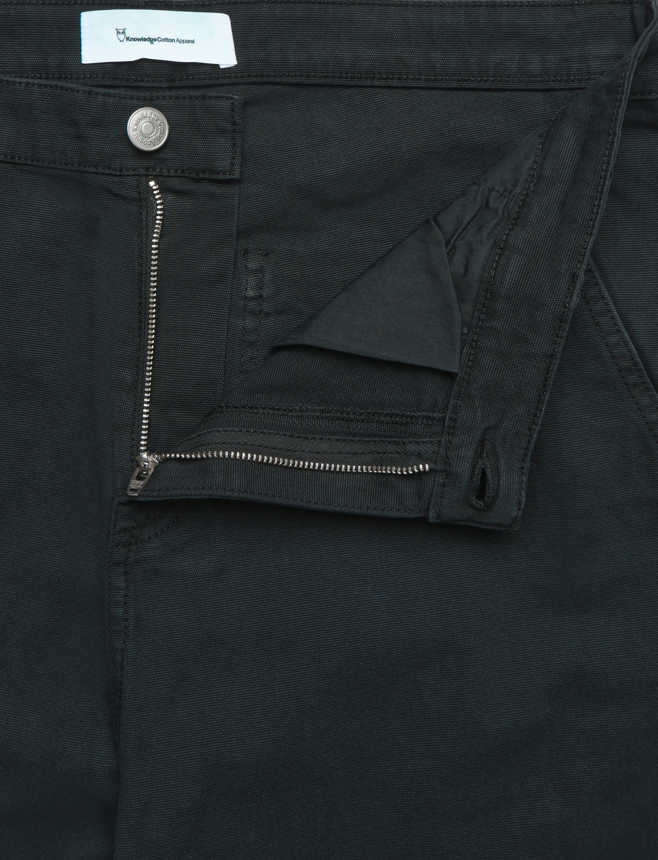 Knowledge Cotton Apparel - CALLA tapered mid-rise canvas workw - freizeithosen - black jet - 3