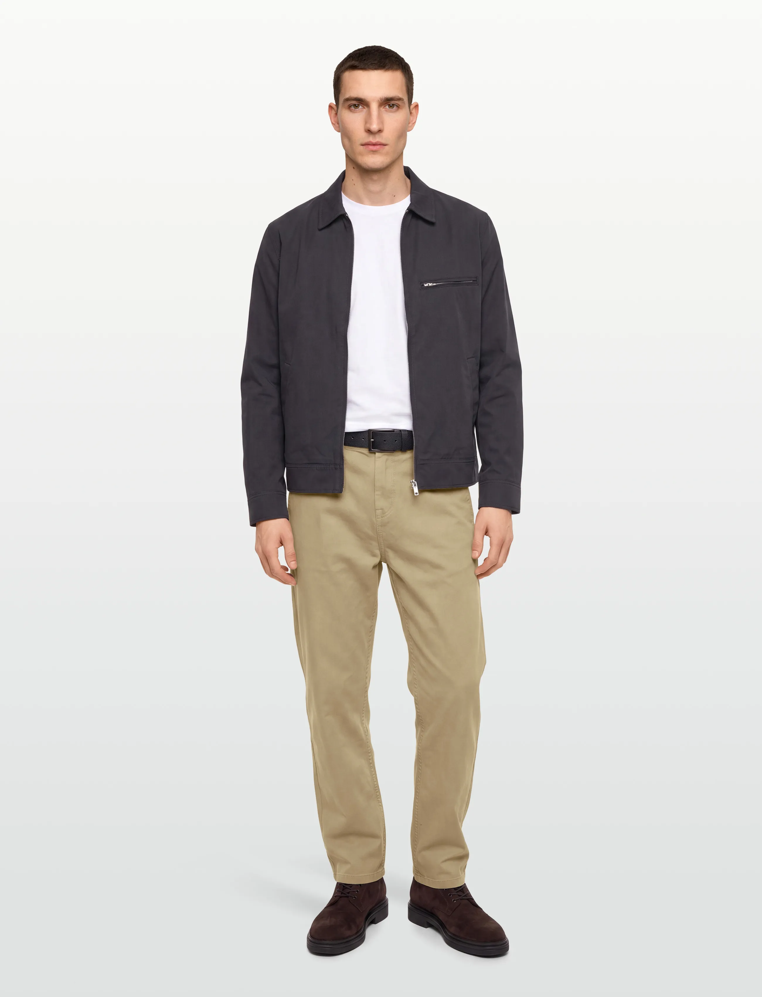Knowledge Cotton Apparel CALLA tapered mid-rise canvas workw - Hosen - KELP MELANGE / khaki/green